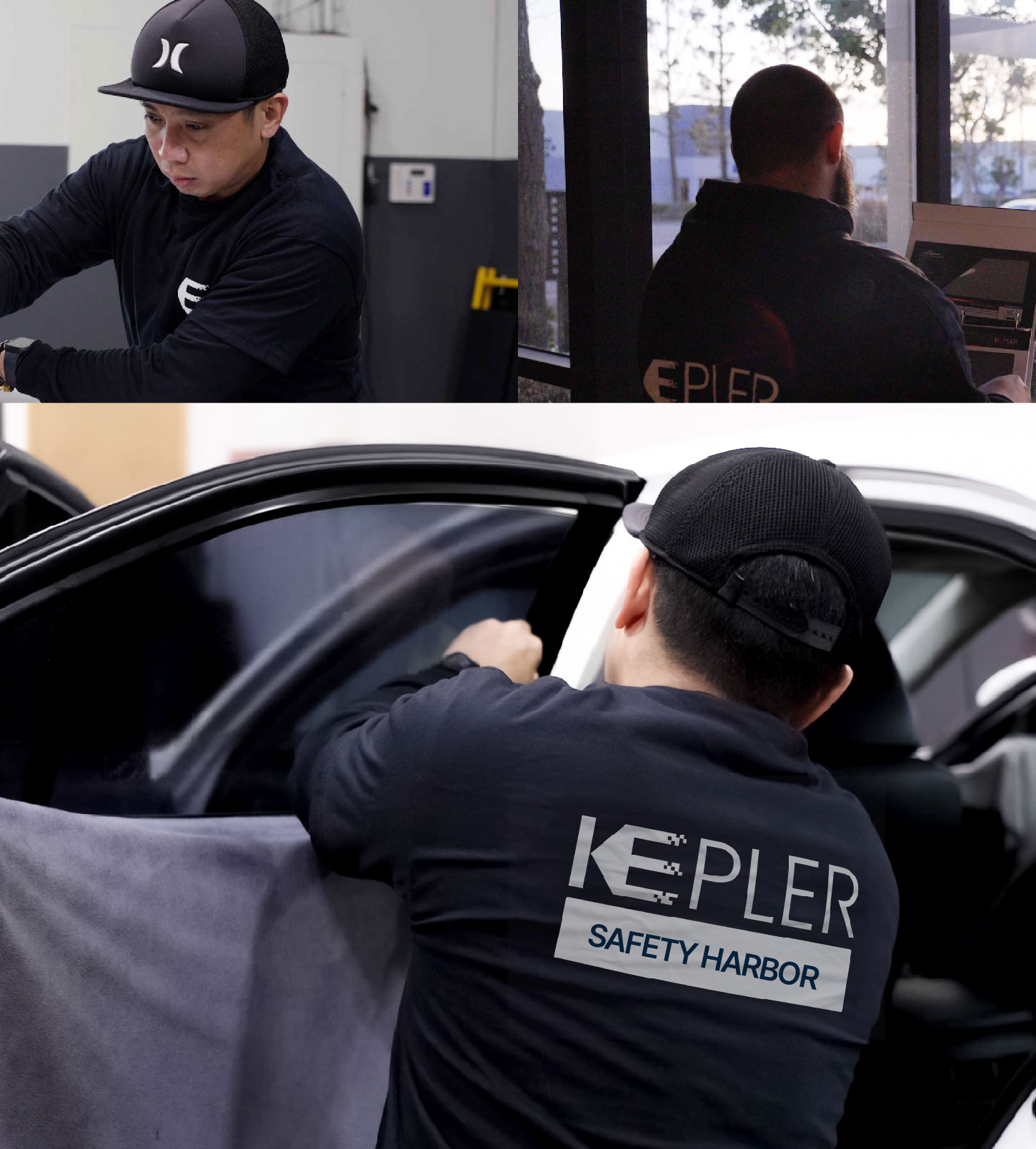 Automotive Window Tinting Expert Applying Film in Safety Harbor, Florida
