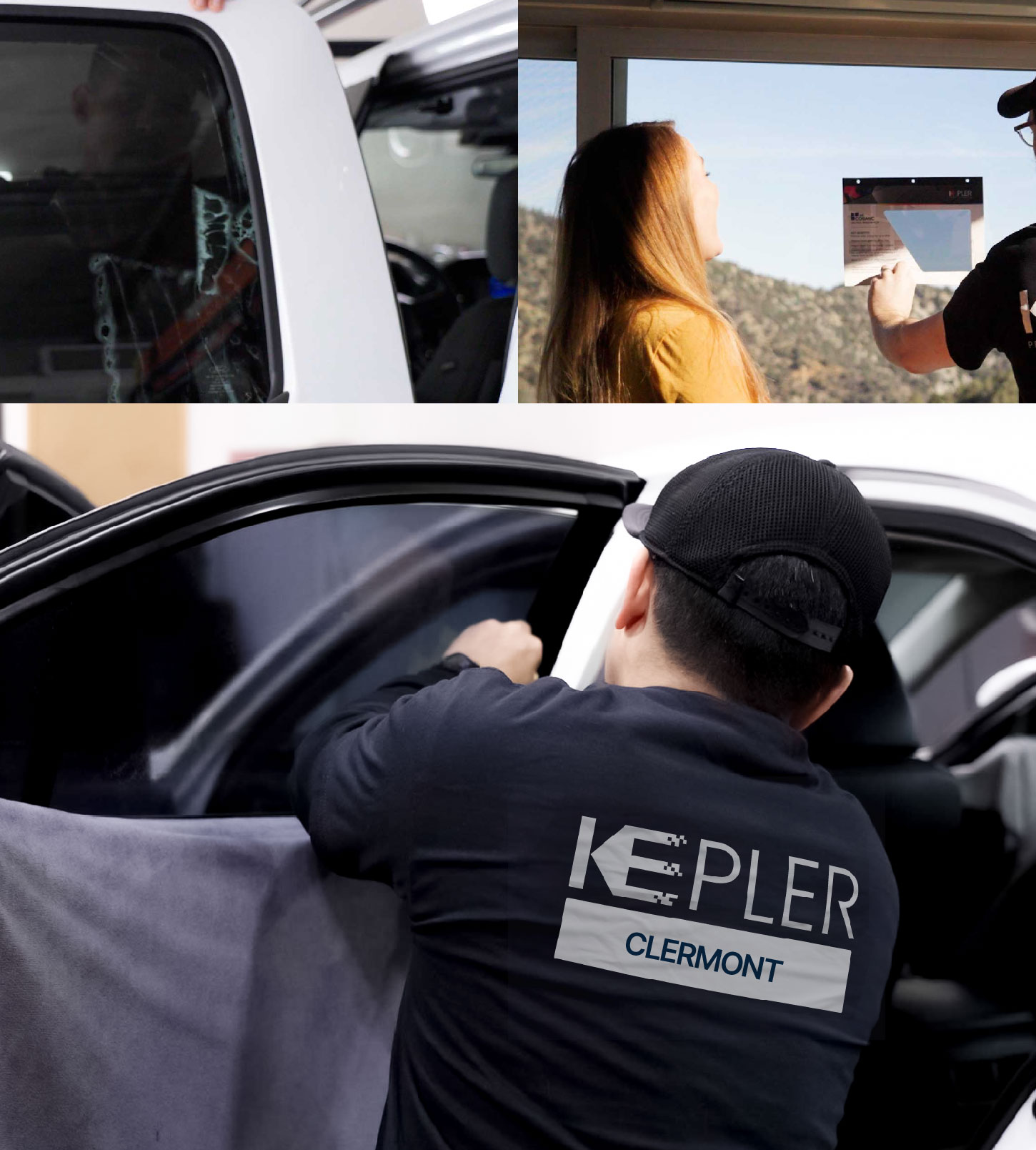 Automotive Window Tinting Expert Applying Film in Clermont, Florida