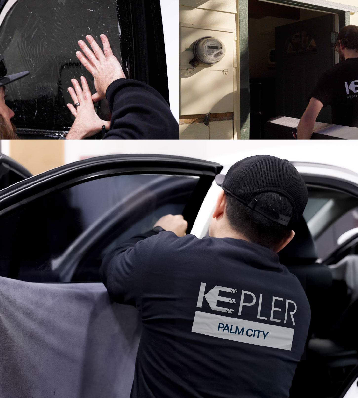 Automotive Window Tinting Expert Applying Film in Palm City, Florida