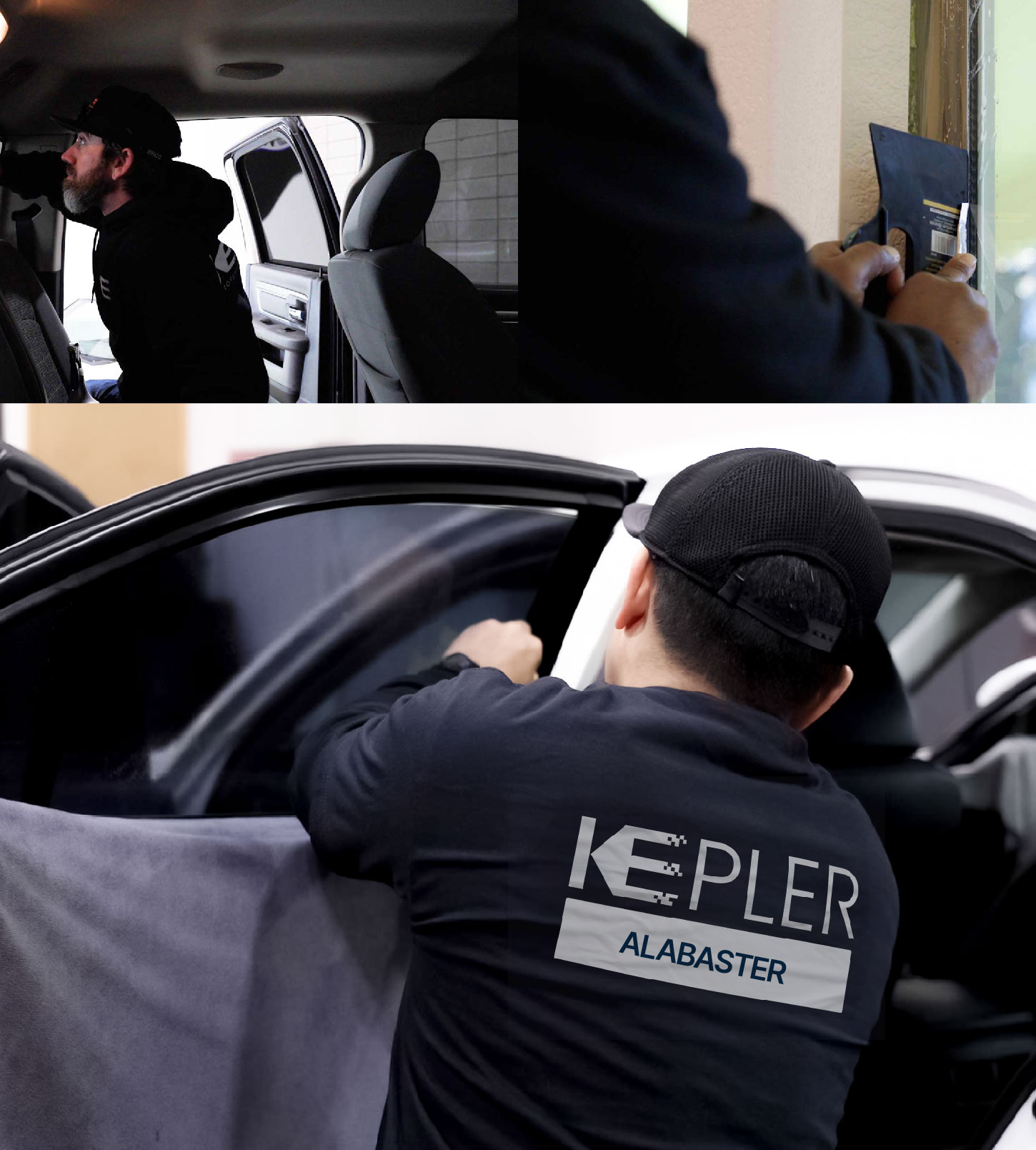 Automotive Window Tinting Expert Applying Film in Alabaster, Alabama