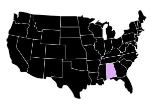 Map Showing Location of Kepler Window Tinters in Alabaster, Alabama with Purple Area on the State