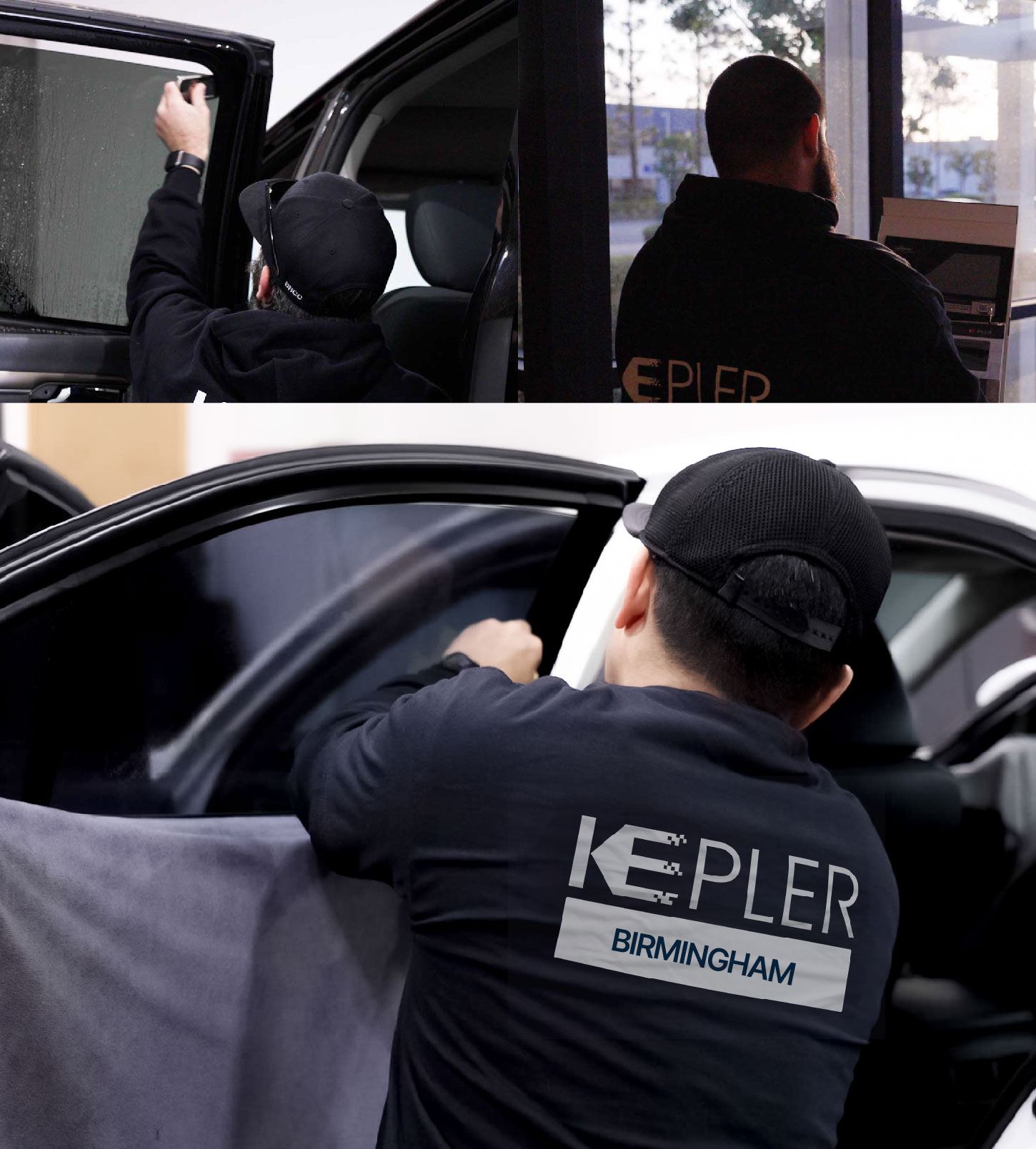 Automotive Window Tinting Expert Applying Film in Birmingham, Alabama