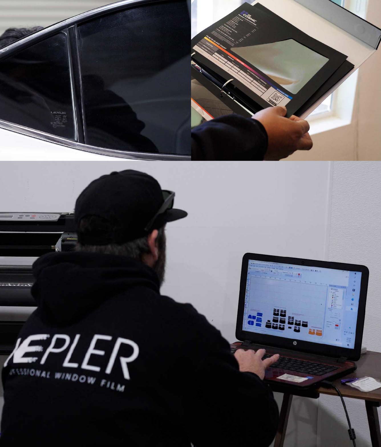 Ceramic Window Tinting Expert Cutting Film in Lebanon, Indiana
