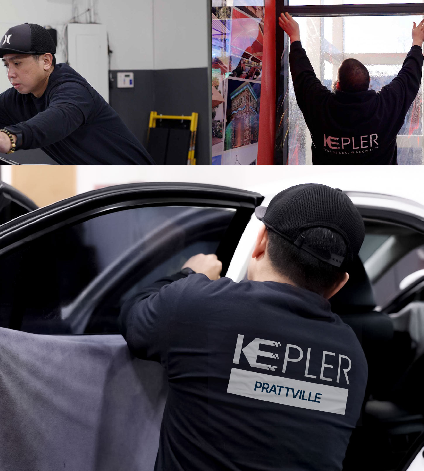 Automotive Window Tinting Expert Applying Film in Prattville, Alabama