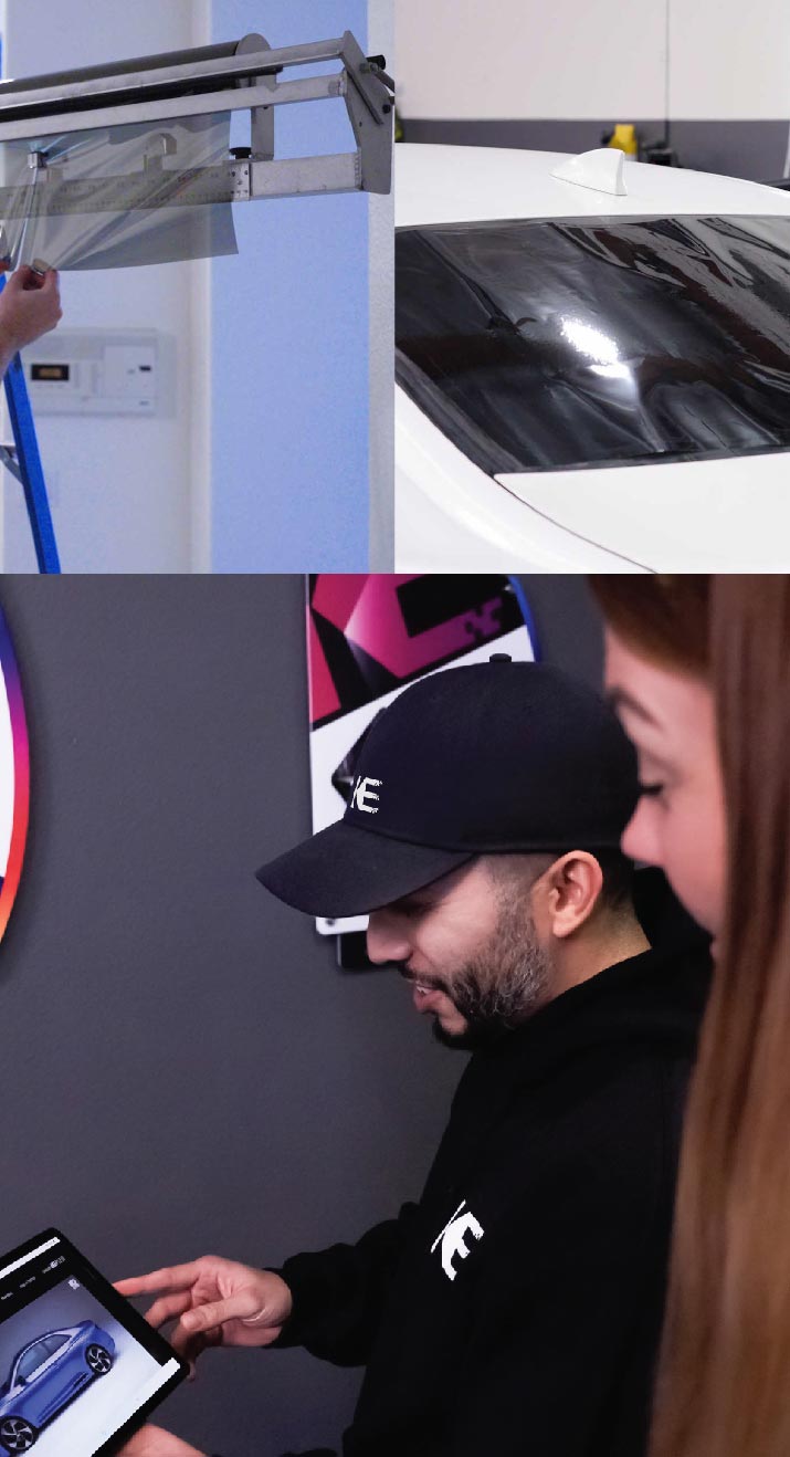 Kepler Dealer Showing Window Film Options to Customer in Yorba Linda, California