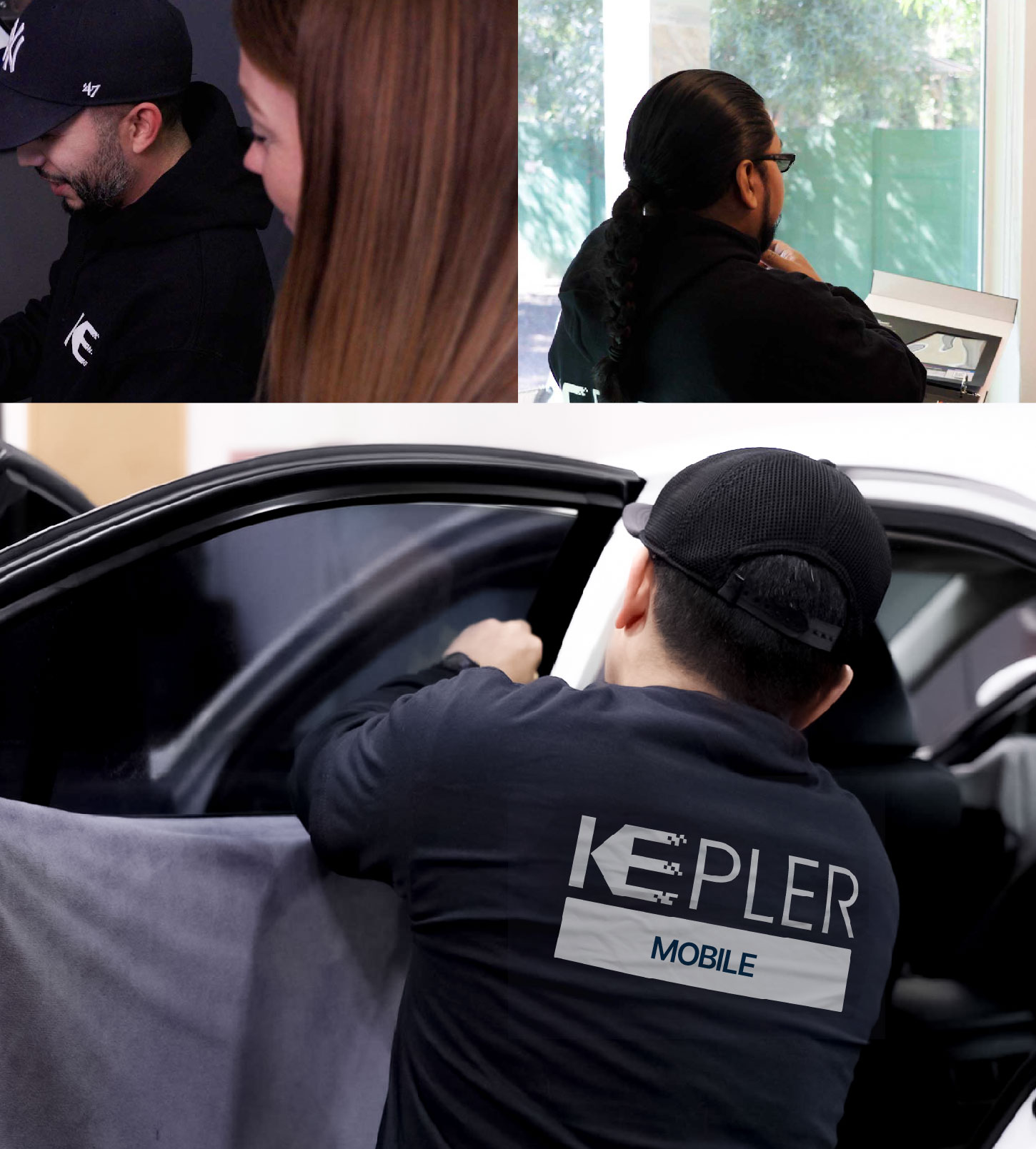 Automotive Window Tinting Expert Applying Film in Mobile, Alabama