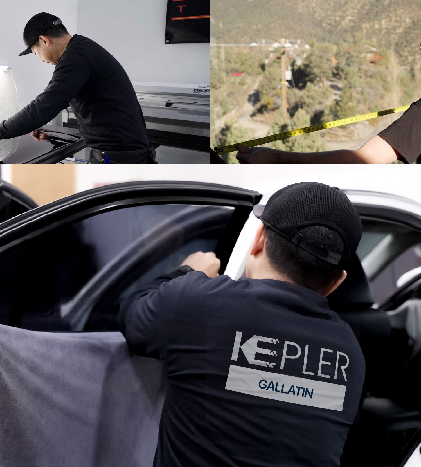 Automotive Window Tinting Expert Applying Film in Gallatin, Tennessee