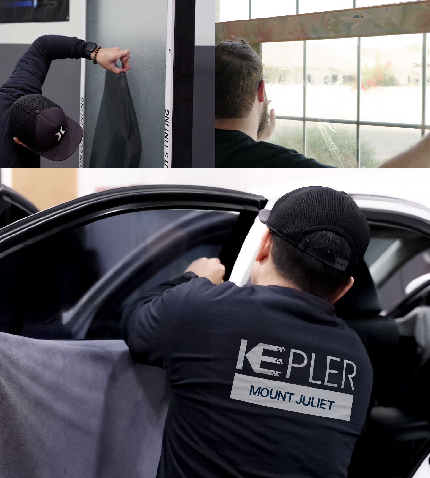 Automotive Window Tinting Expert Applying Film in Mount Juliet, Tennessee