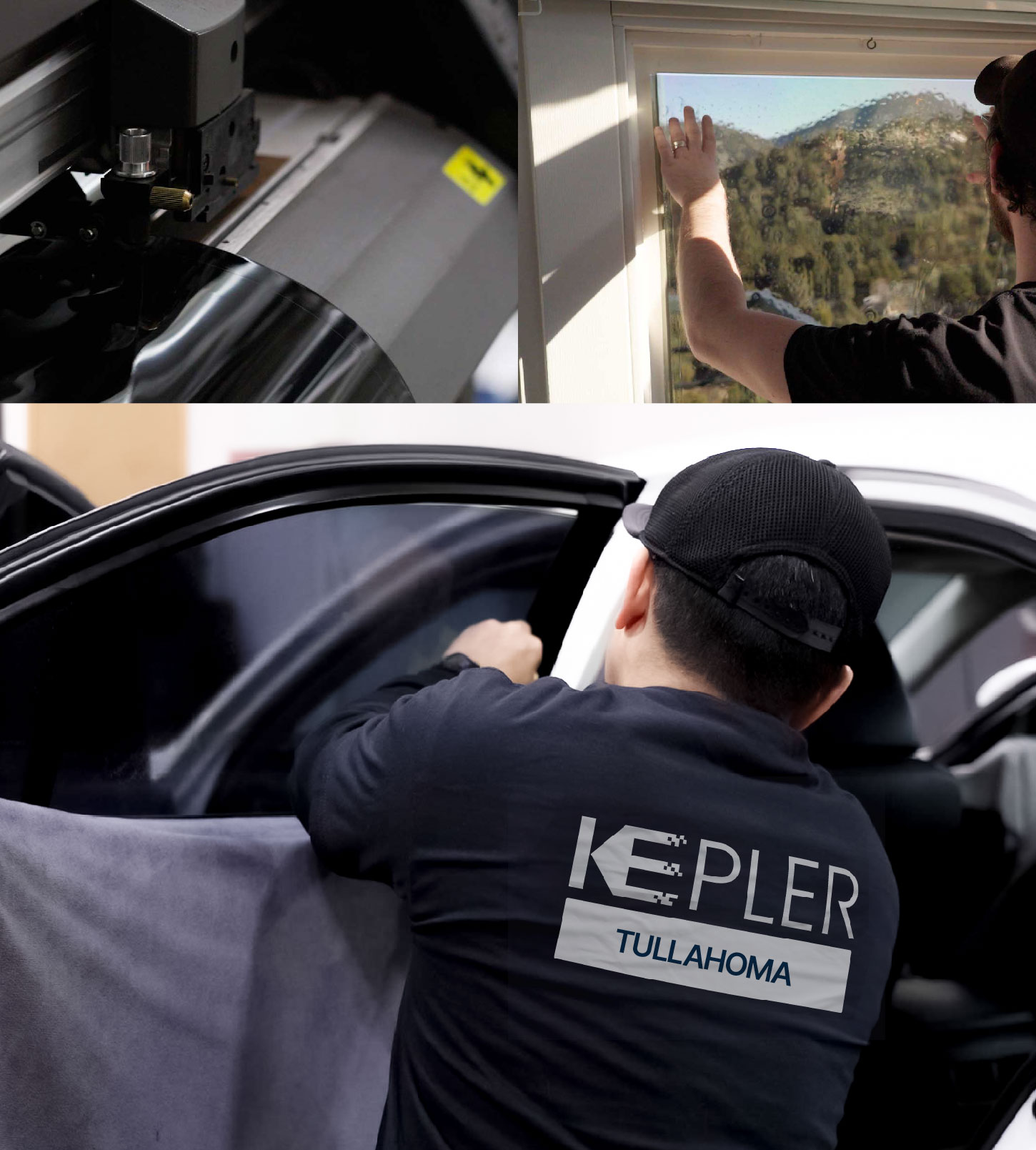 Automotive Window Tinting Expert Applying Film in Tullahoma, Tennessee