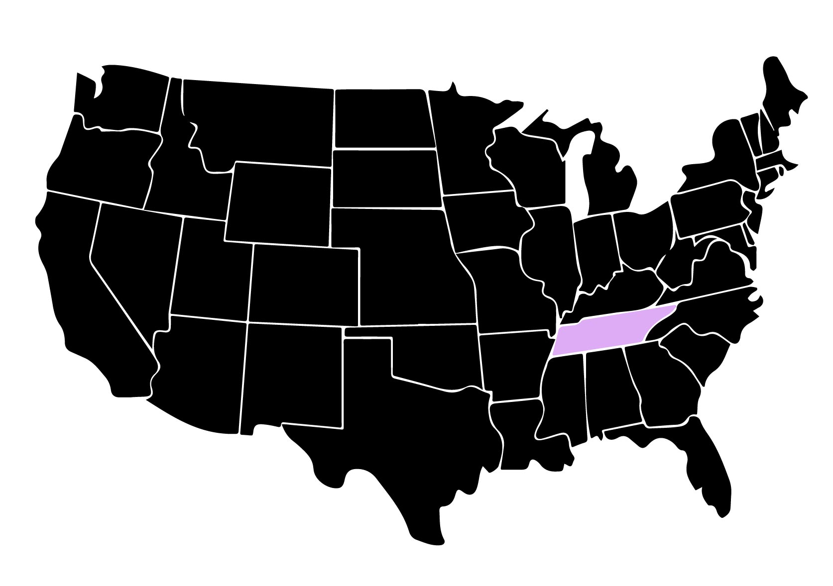 Map Showing Location of Kepler Window Tinters in Kingsport, Tennessee with Purple Area on the State