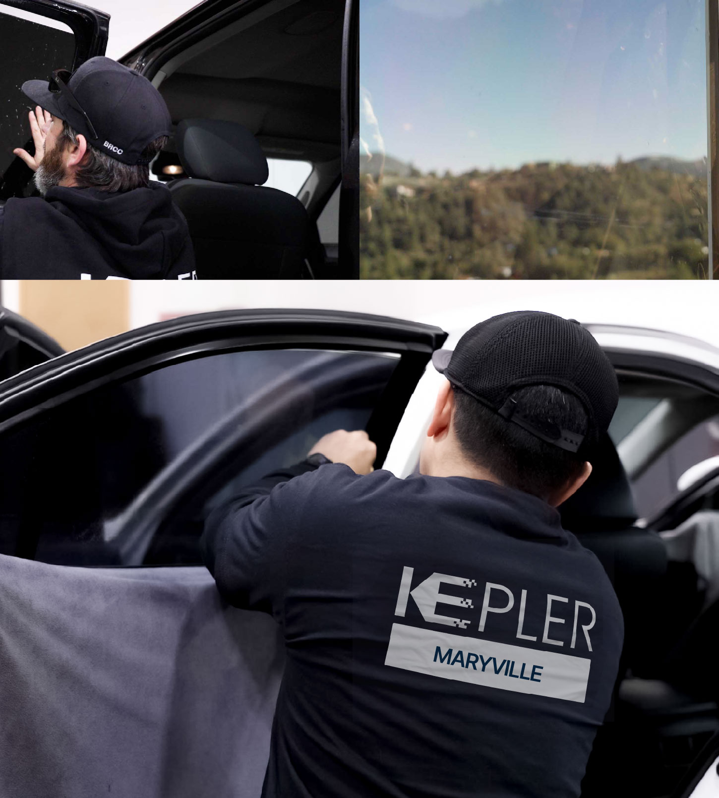 Automotive Window Tinting Expert Applying Film in Maryville, Tennessee