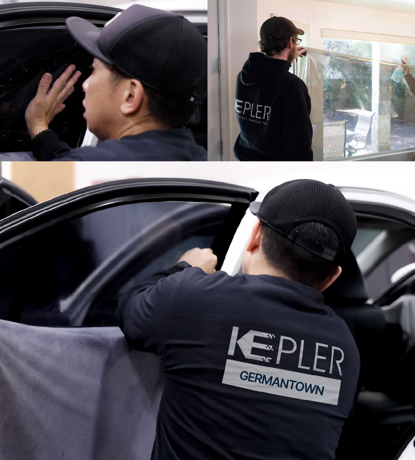 Automotive Window Tinting Expert Applying Film in Germantown, Tennessee