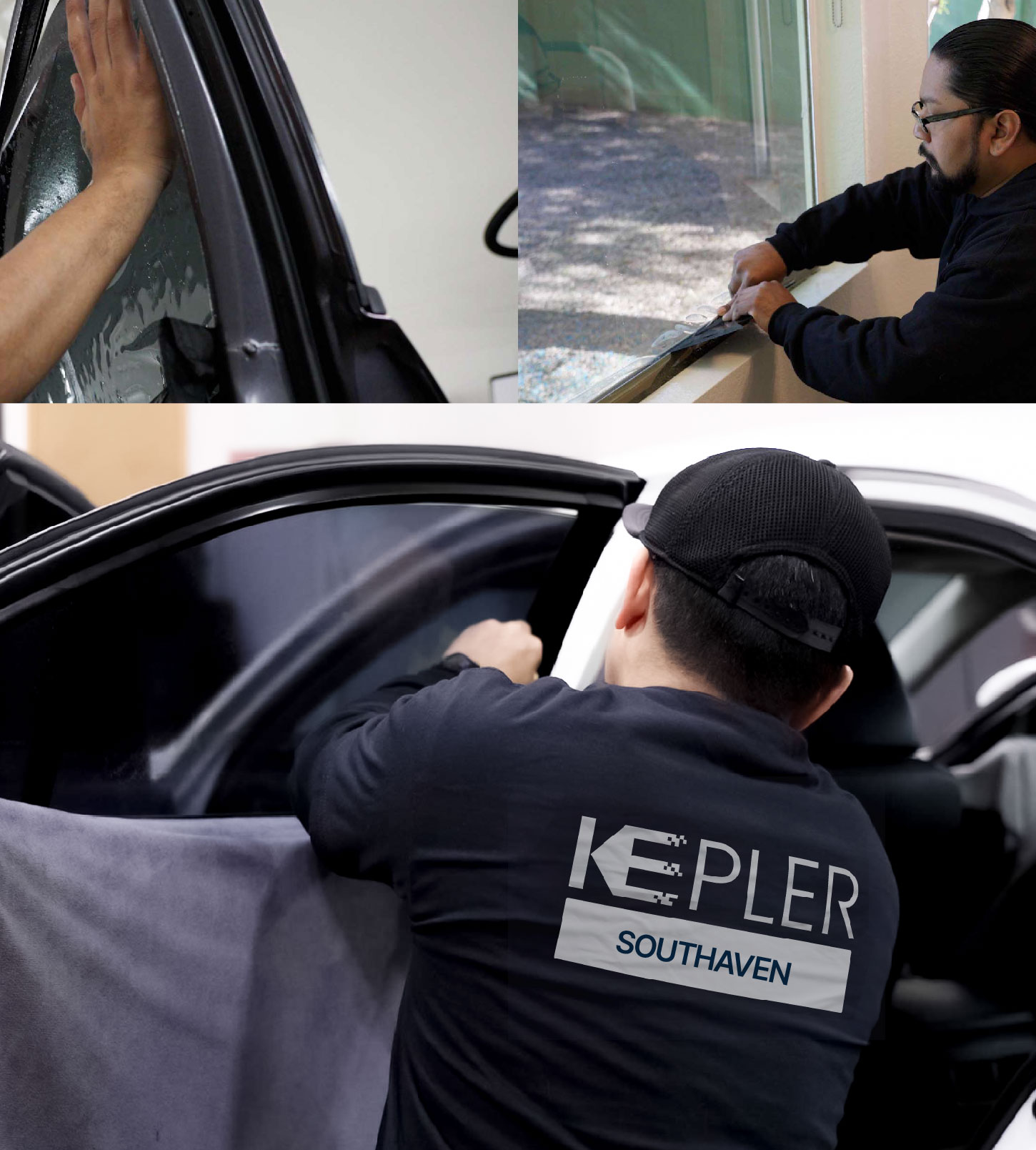 Automotive Window Tinting Expert Applying Film in Southaven, Mississippi