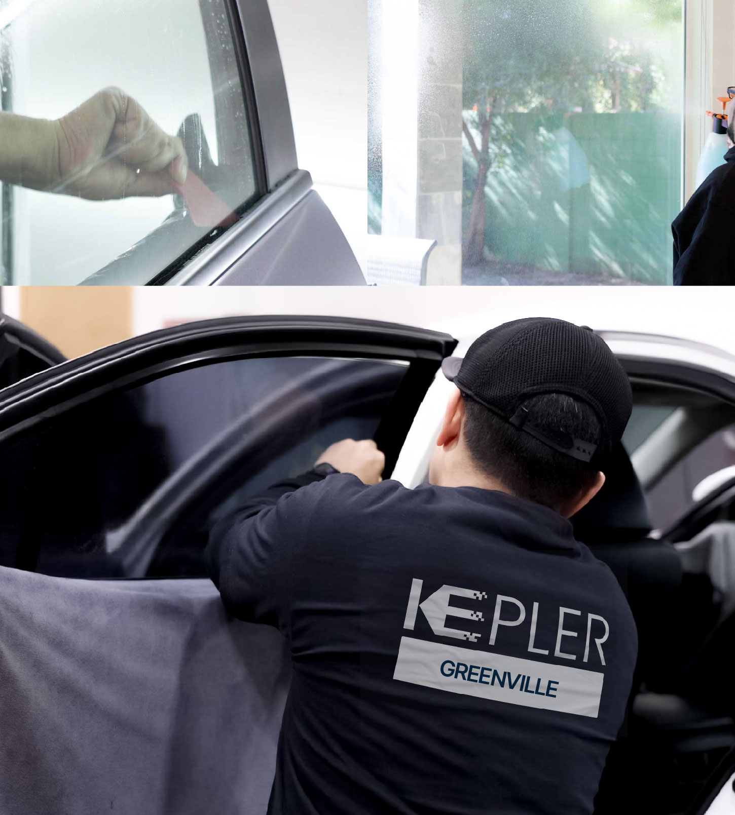 Automotive Window Tinting Expert Applying Film in Greenville, Mississippi