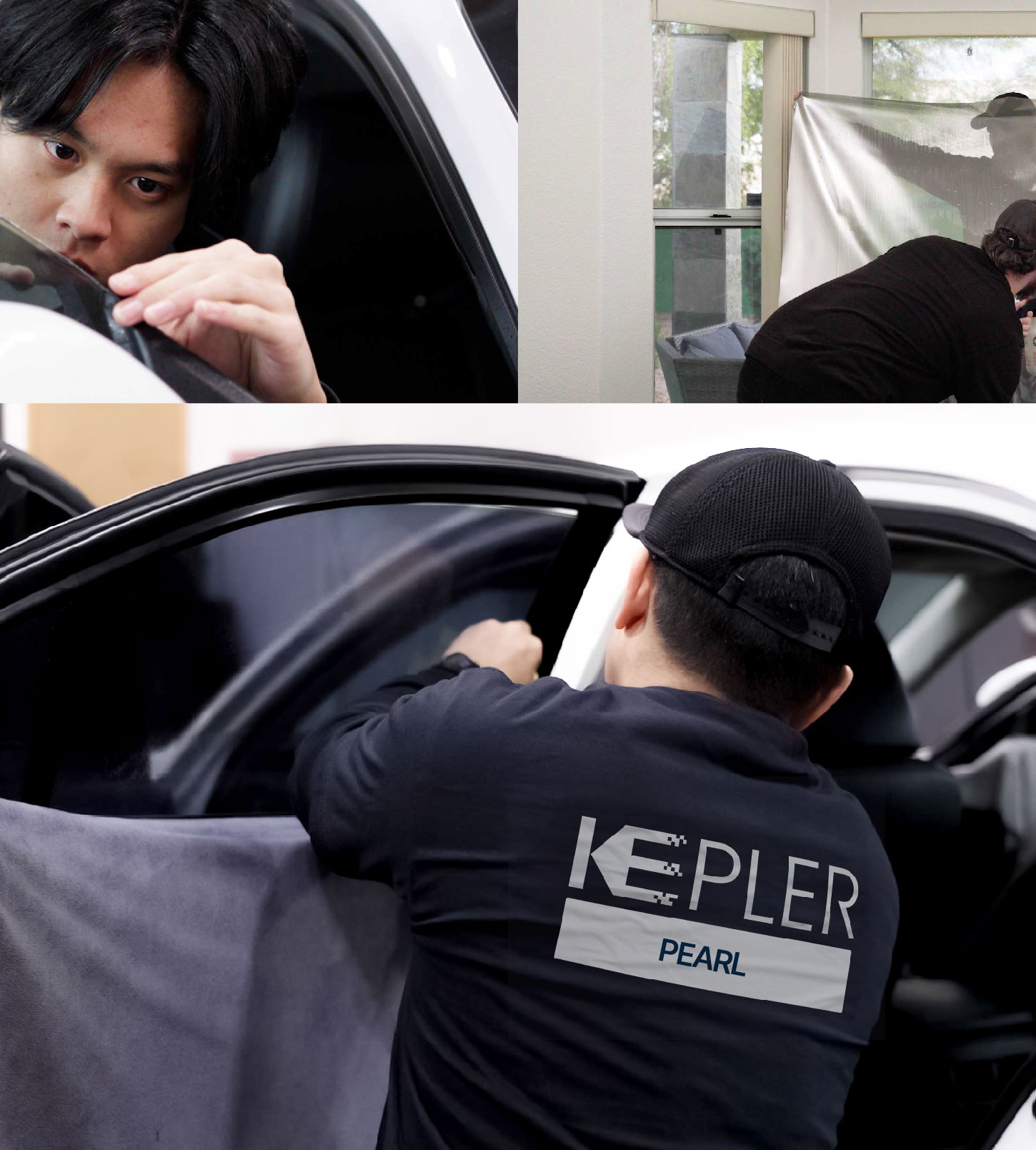 Automotive Window Tinting Expert Applying Film in Pearl, Mississippi
