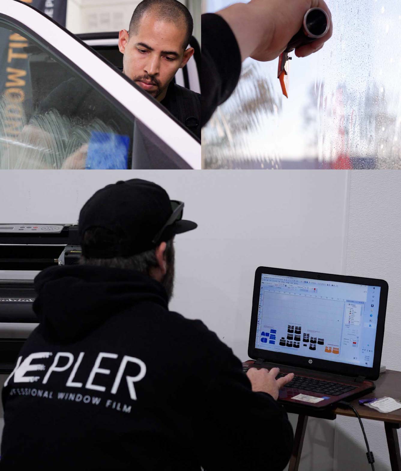Ceramic Window Tinting Expert Cutting Film in Waterford, Michigan