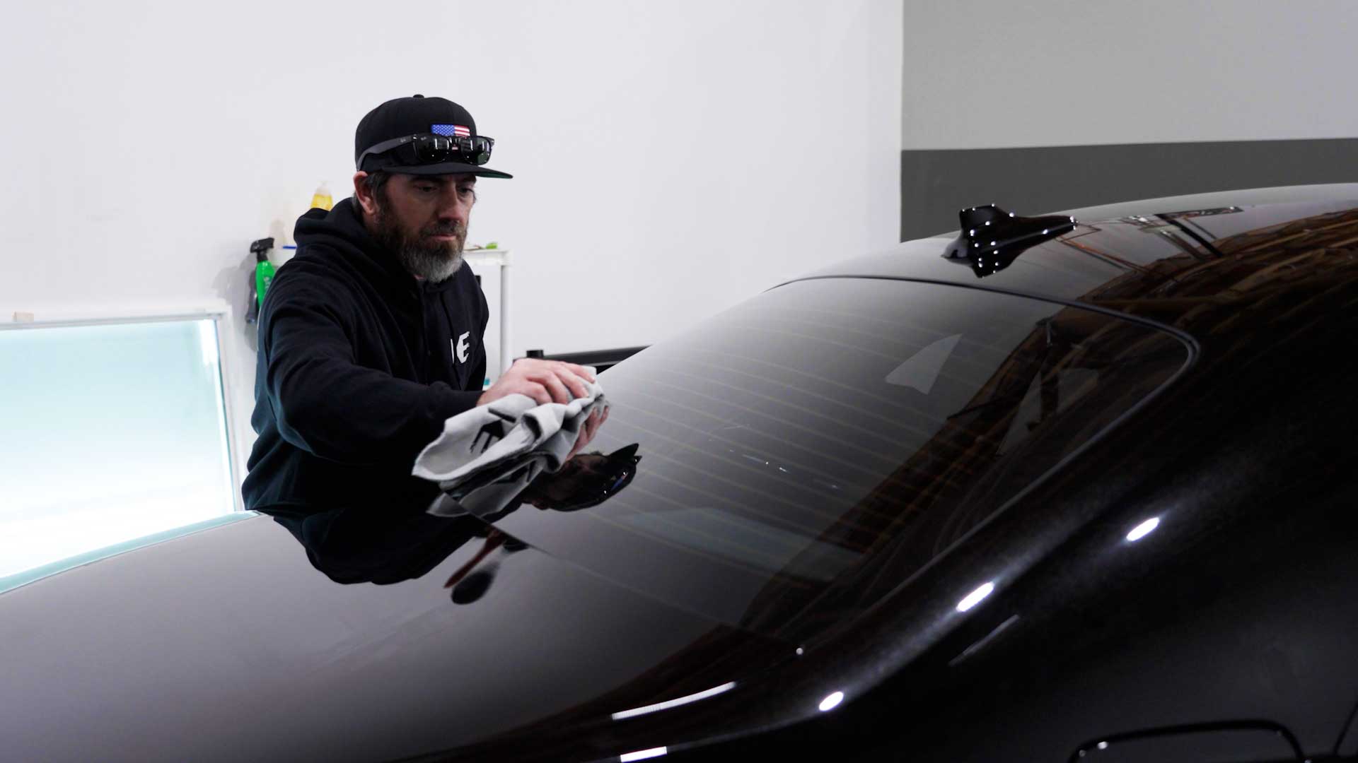 Expert Vehicle Glass Tinting being cleaned after tinting in Waterford