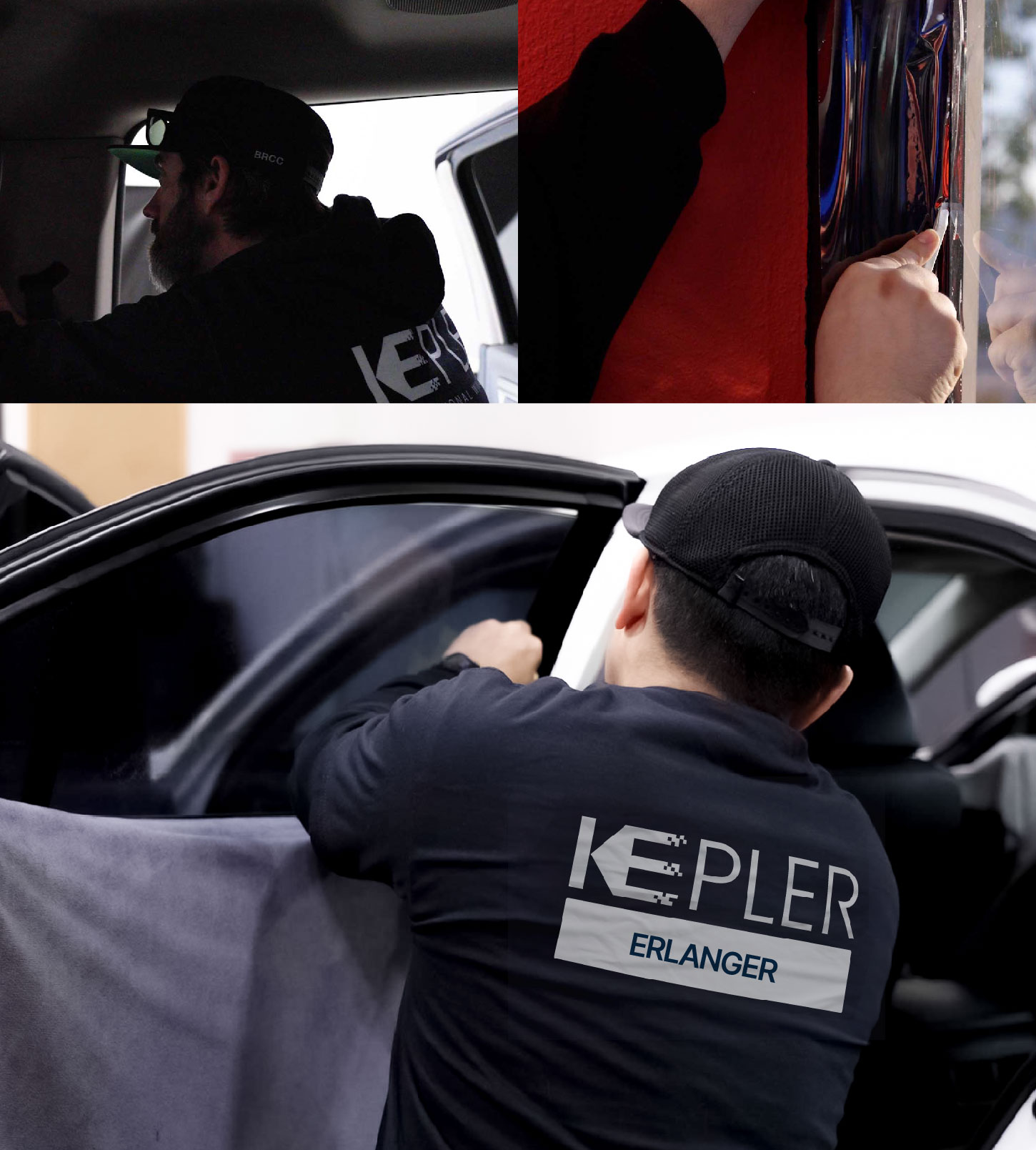 Automotive Window Tinting Expert Applying Film in Erlanger, Kentucky