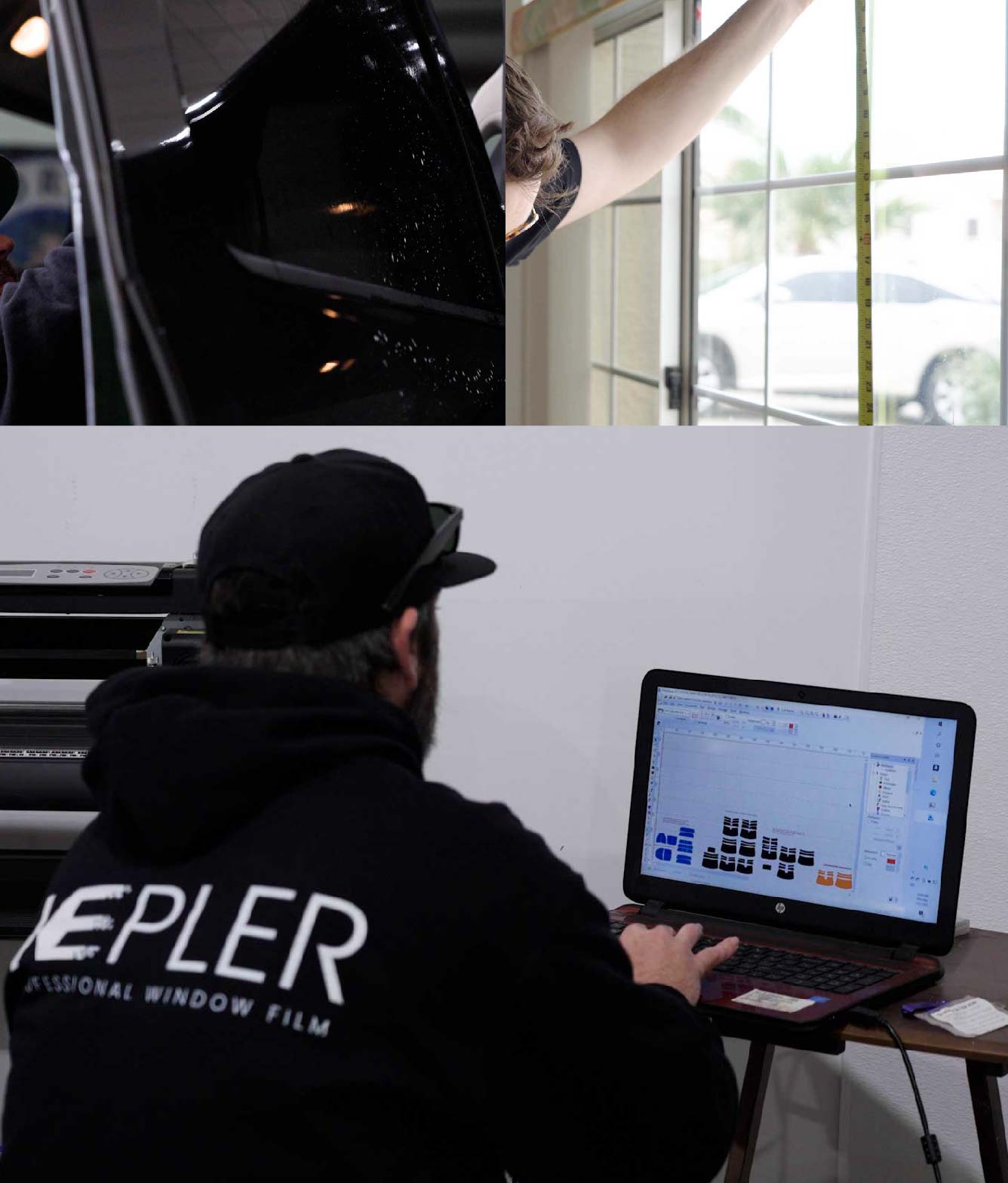 Ceramic Window Tinting Expert Cutting Film in Genesee, Michigan