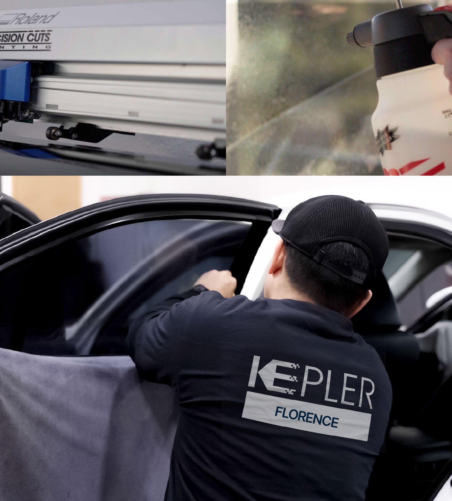 Automotive Window Tinting Expert Applying Film in Florence, Kentucky