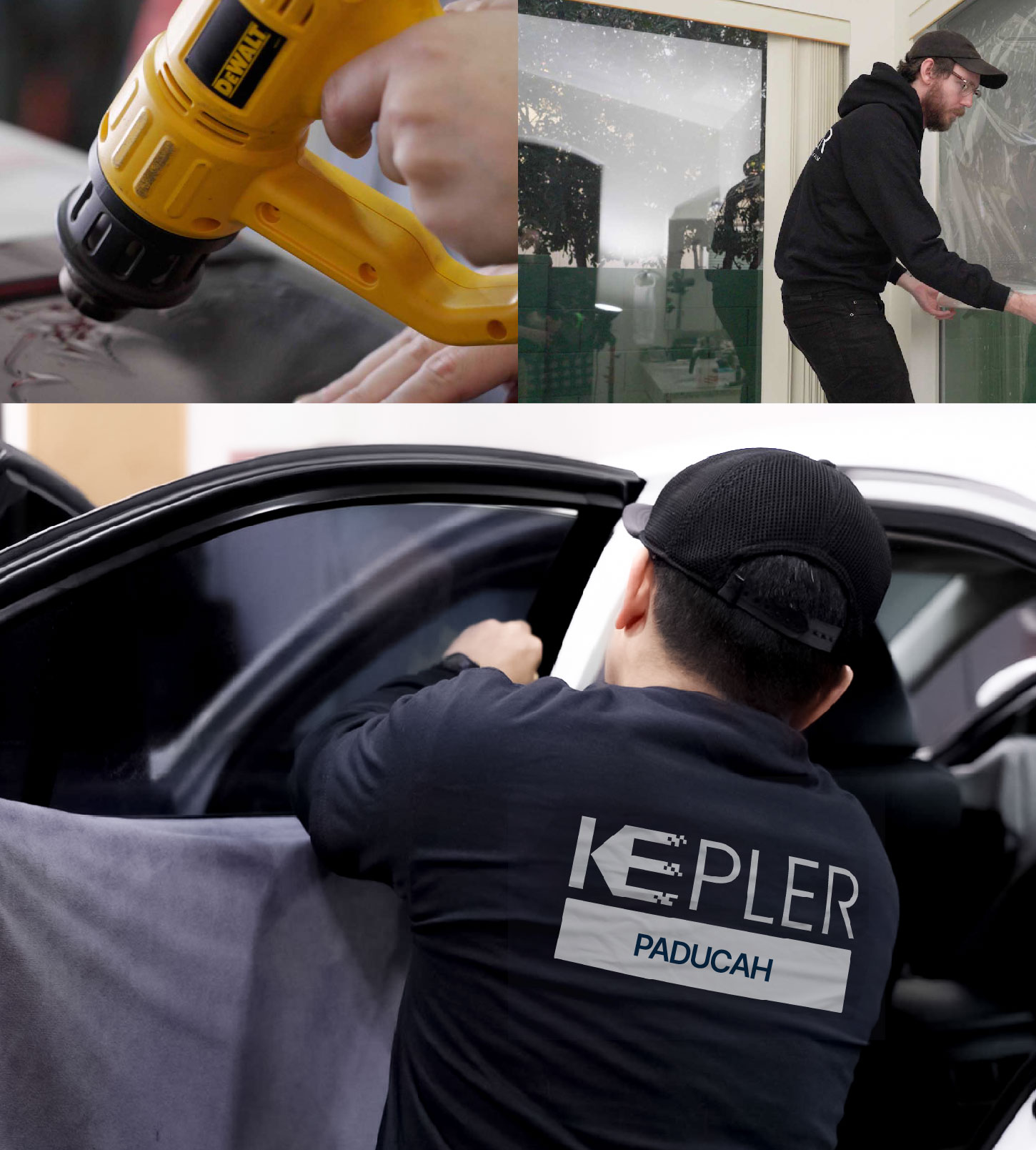 Automotive Window Tinting Expert Applying Film in Paducah, Kentucky