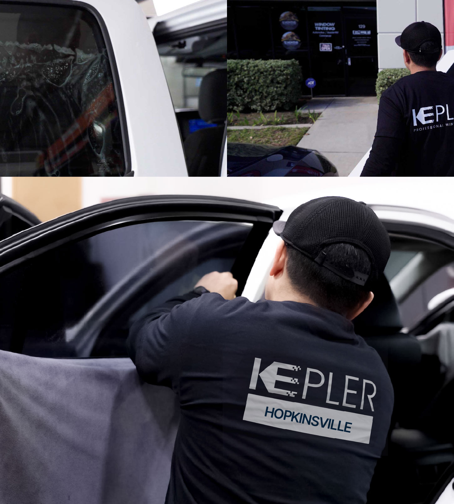Automotive Window Tinting Expert Applying Film in Hopkinsville, Kentucky