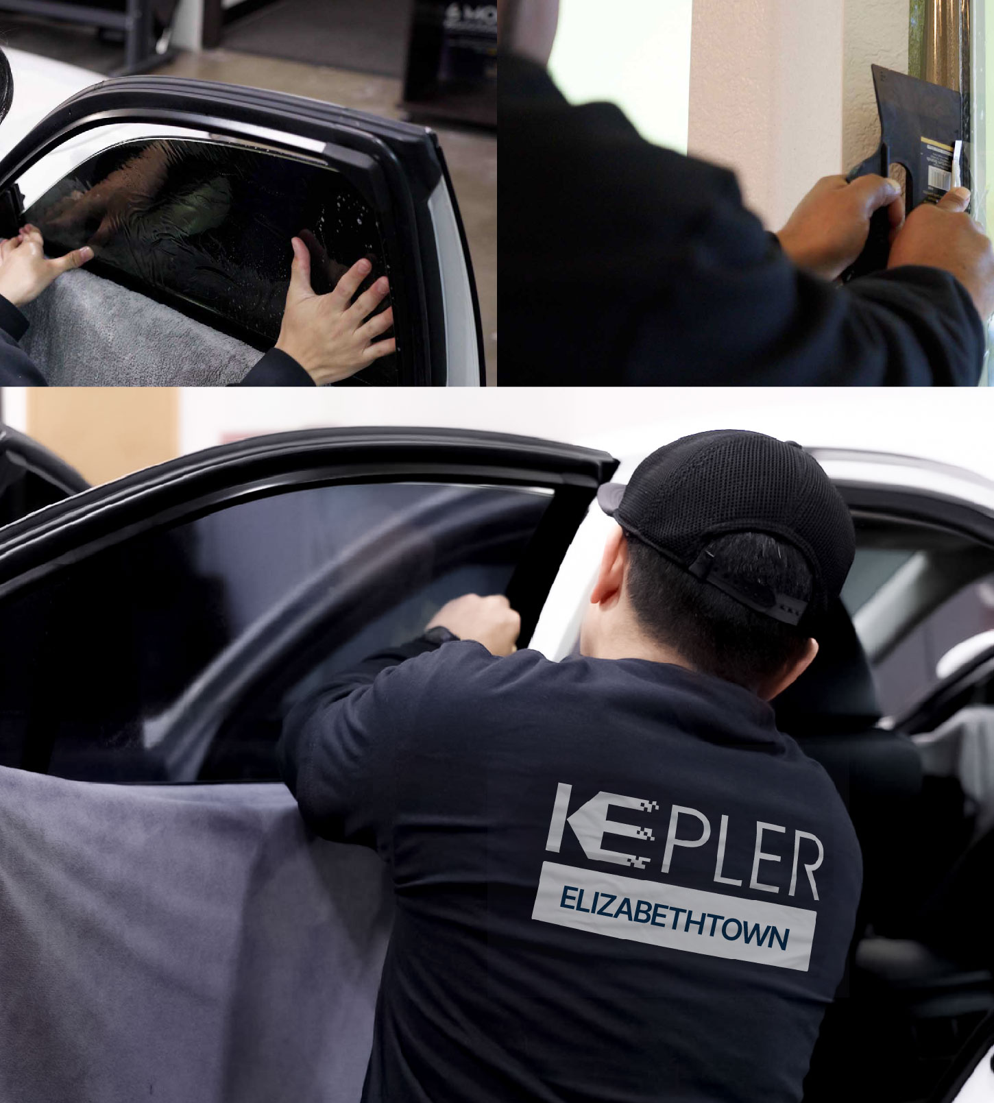 Automotive Window Tinting Expert Applying Film in Elizabethtown, Kentucky