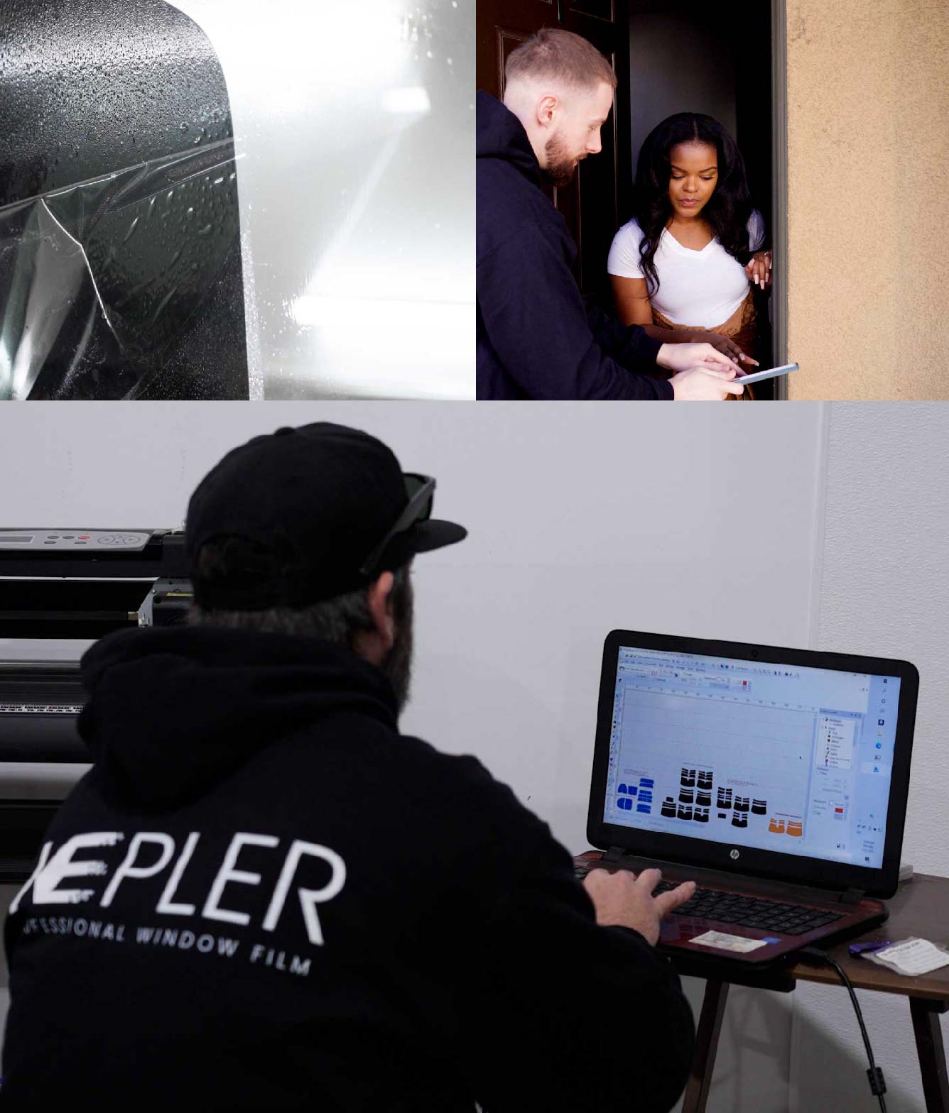 Ceramic Window Tinting Expert Cutting Film in Oshtemo, Michigan
