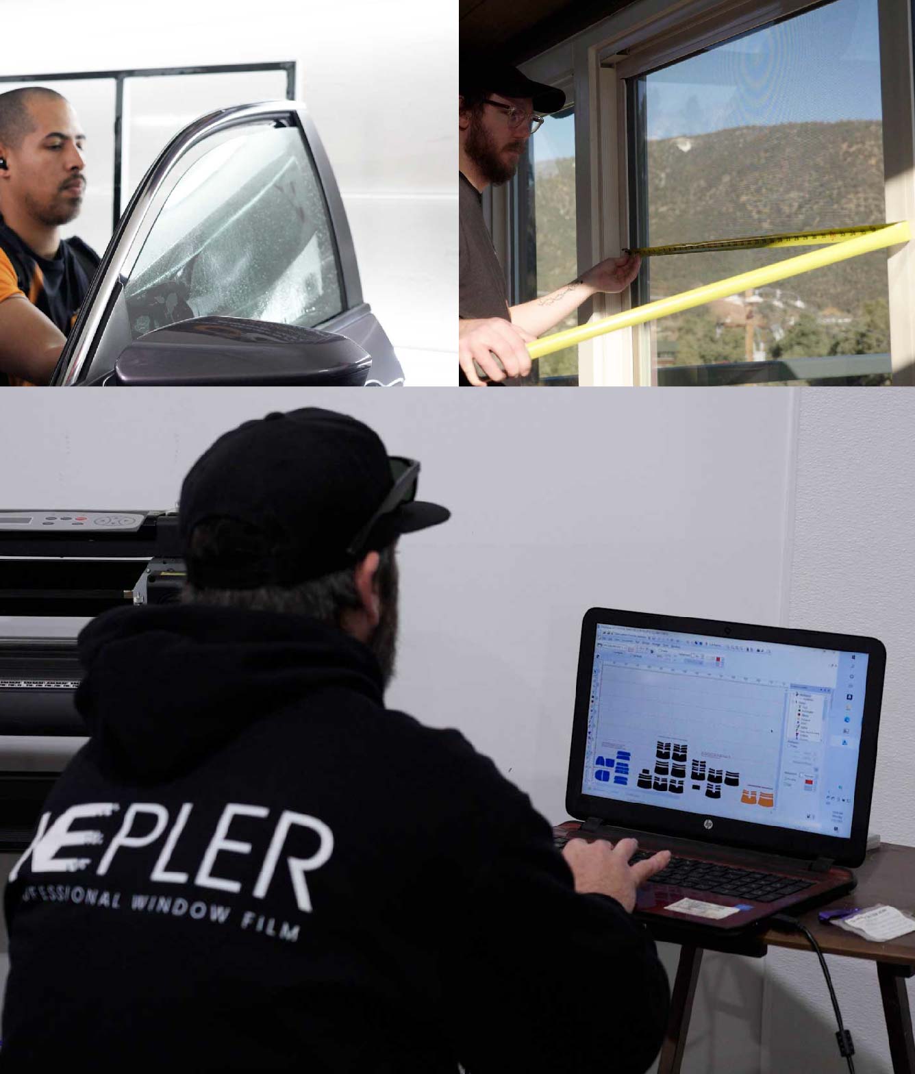 Ceramic Window Tinting Expert Cutting Film in Holland, Michigan