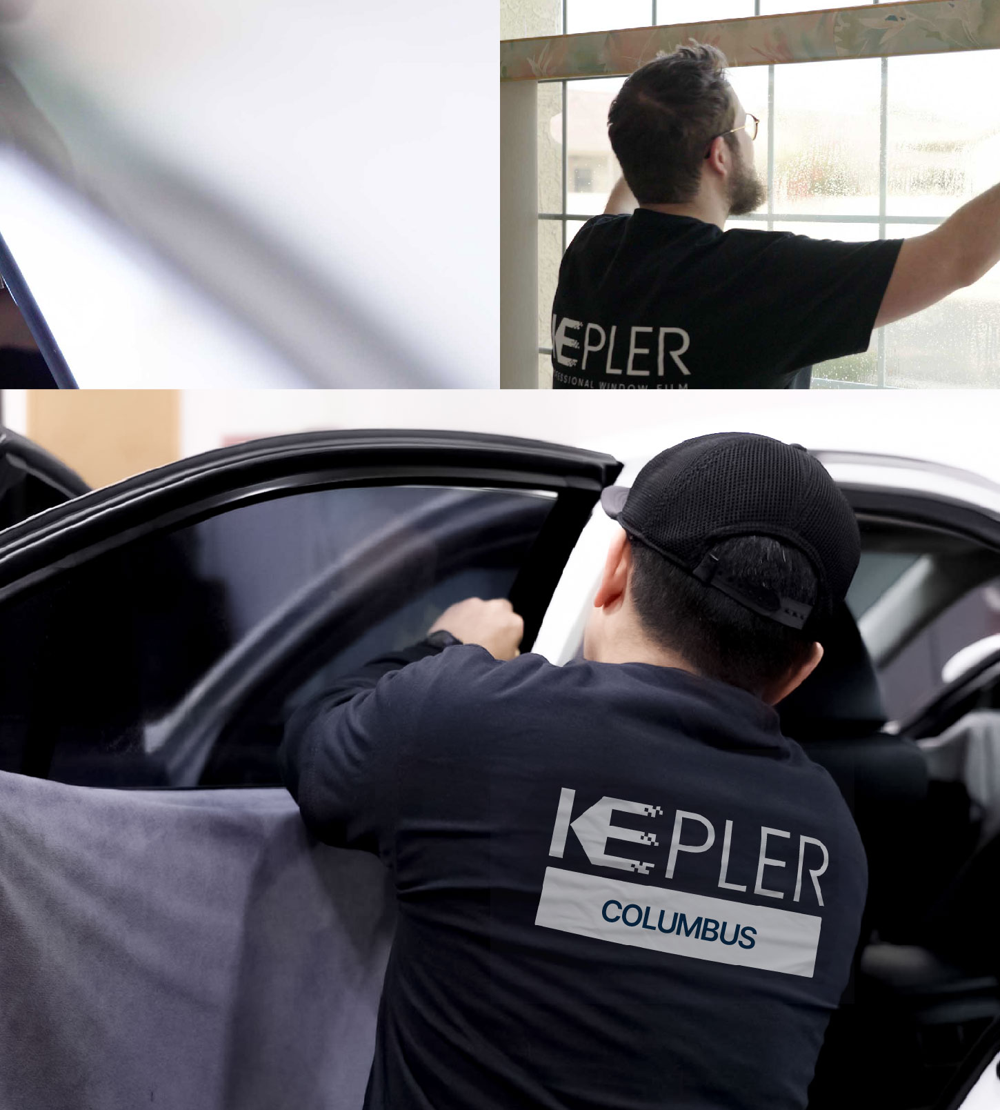 Automotive Window Tinting Expert Applying Film in Columbus, Ohio