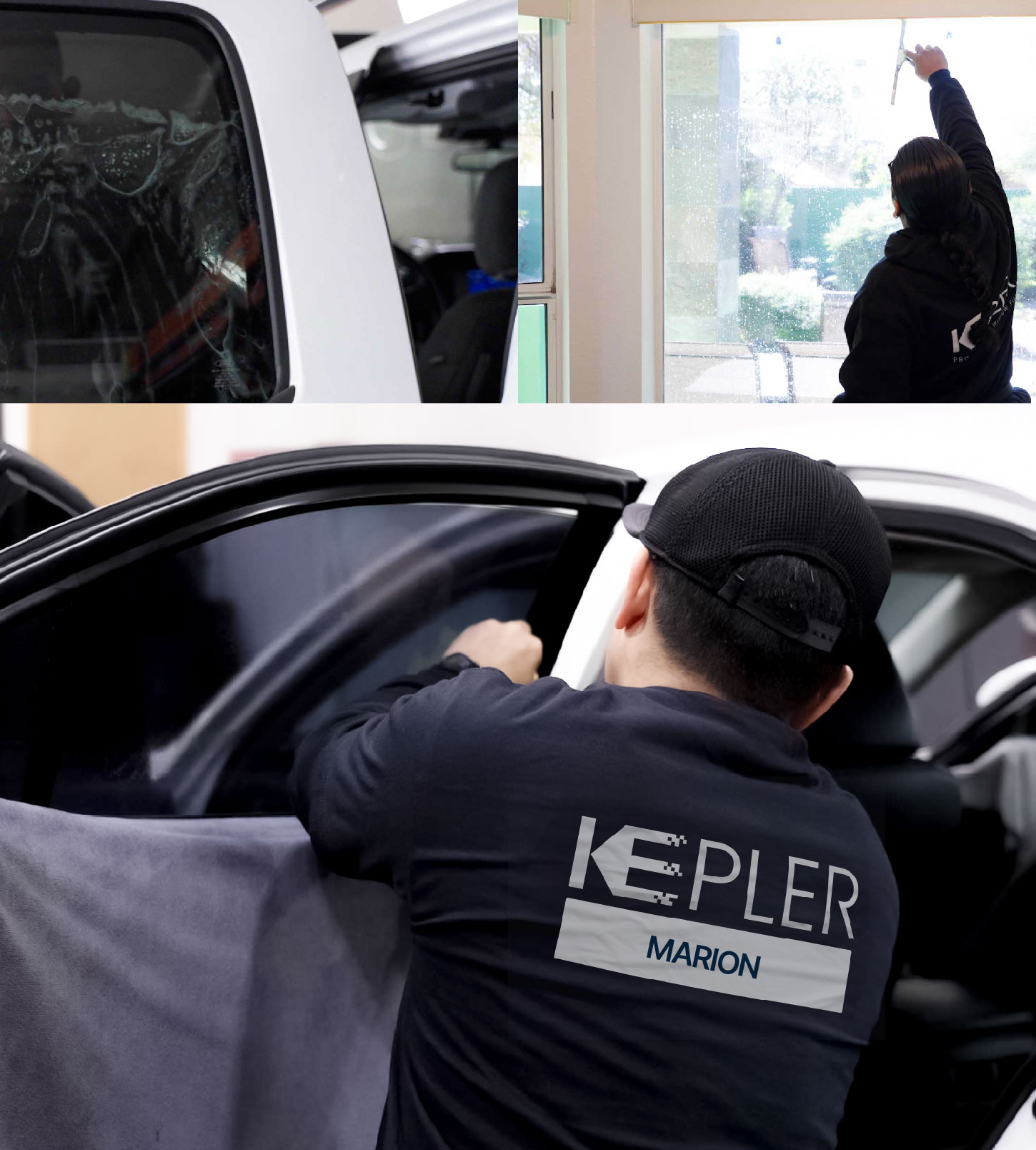 Automotive Window Tinting Expert Applying Film in Marion, Ohio