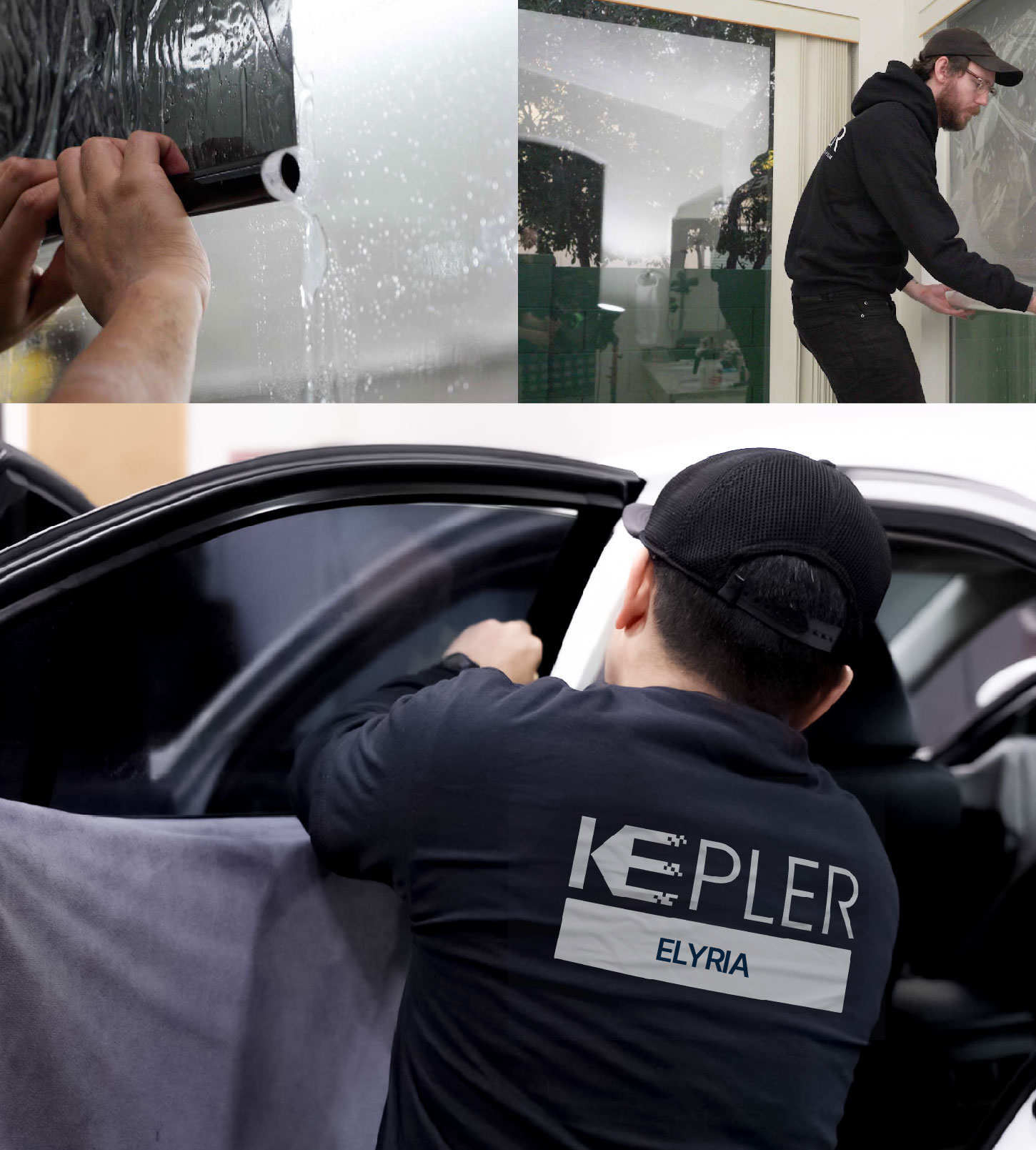 Automotive Window Tinting Expert Applying Film in Elyria, Ohio