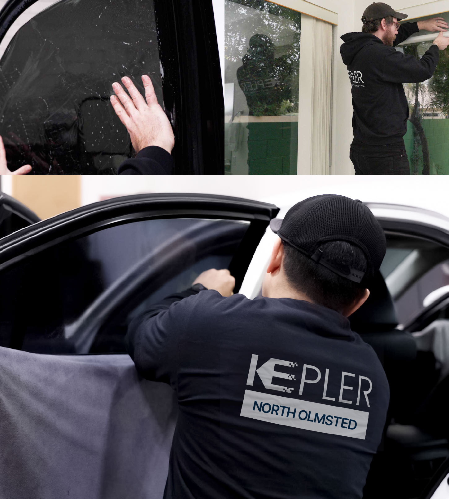 Automotive Window Tinting Expert Applying Film in North Olmsted, Ohio