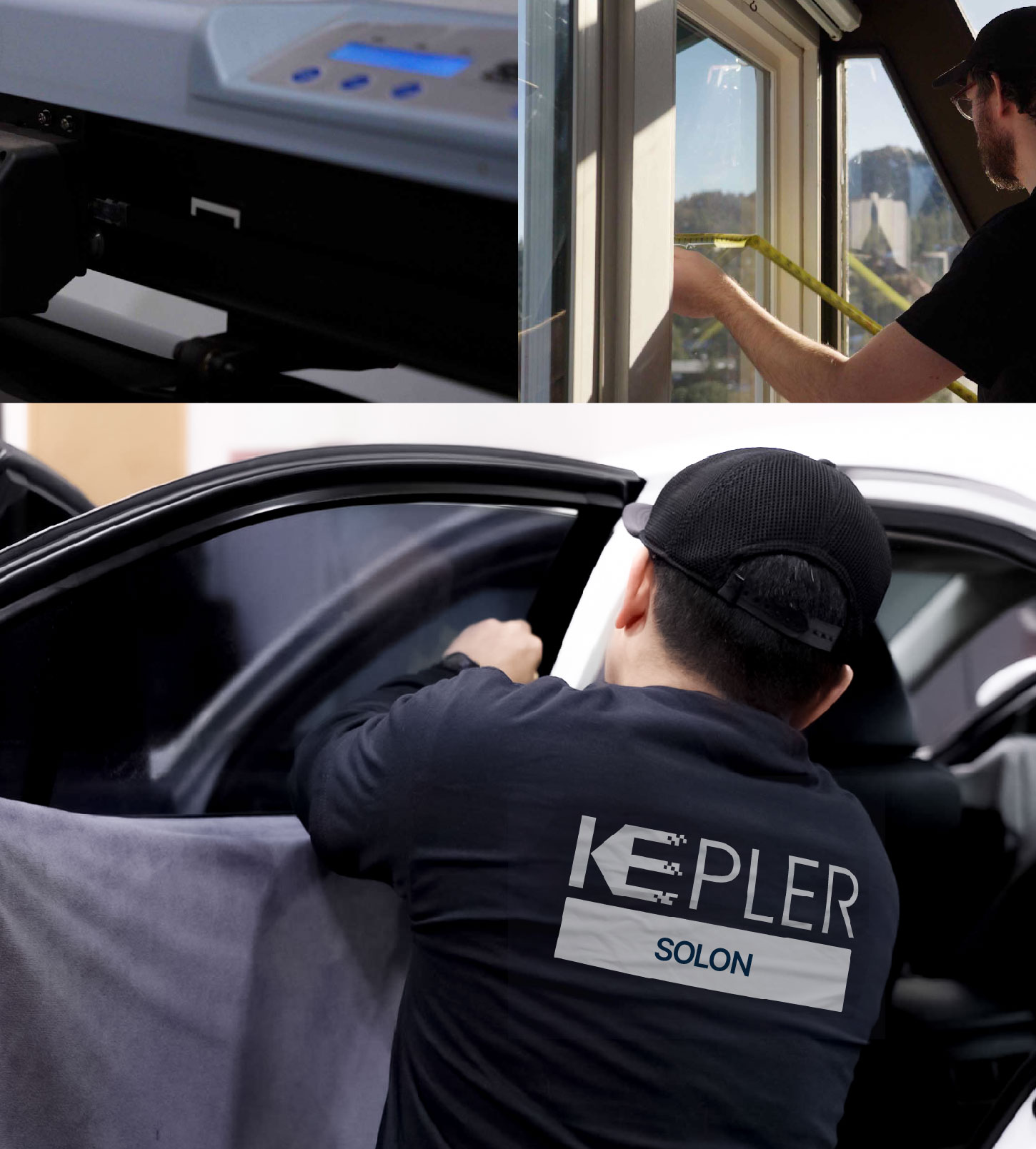 Automotive Window Tinting Expert Applying Film in Solon, Ohio