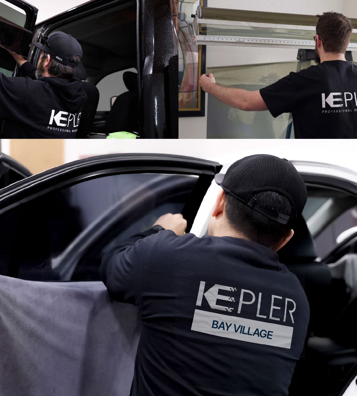 Automotive Window Tinting Expert Applying Film in Bay Village, Ohio