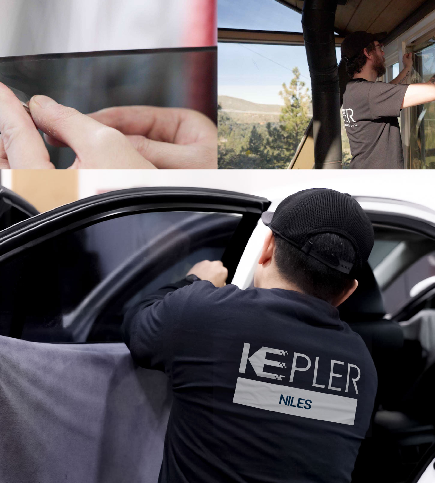 Automotive Window Tinting Expert Applying Film in Niles, Ohio