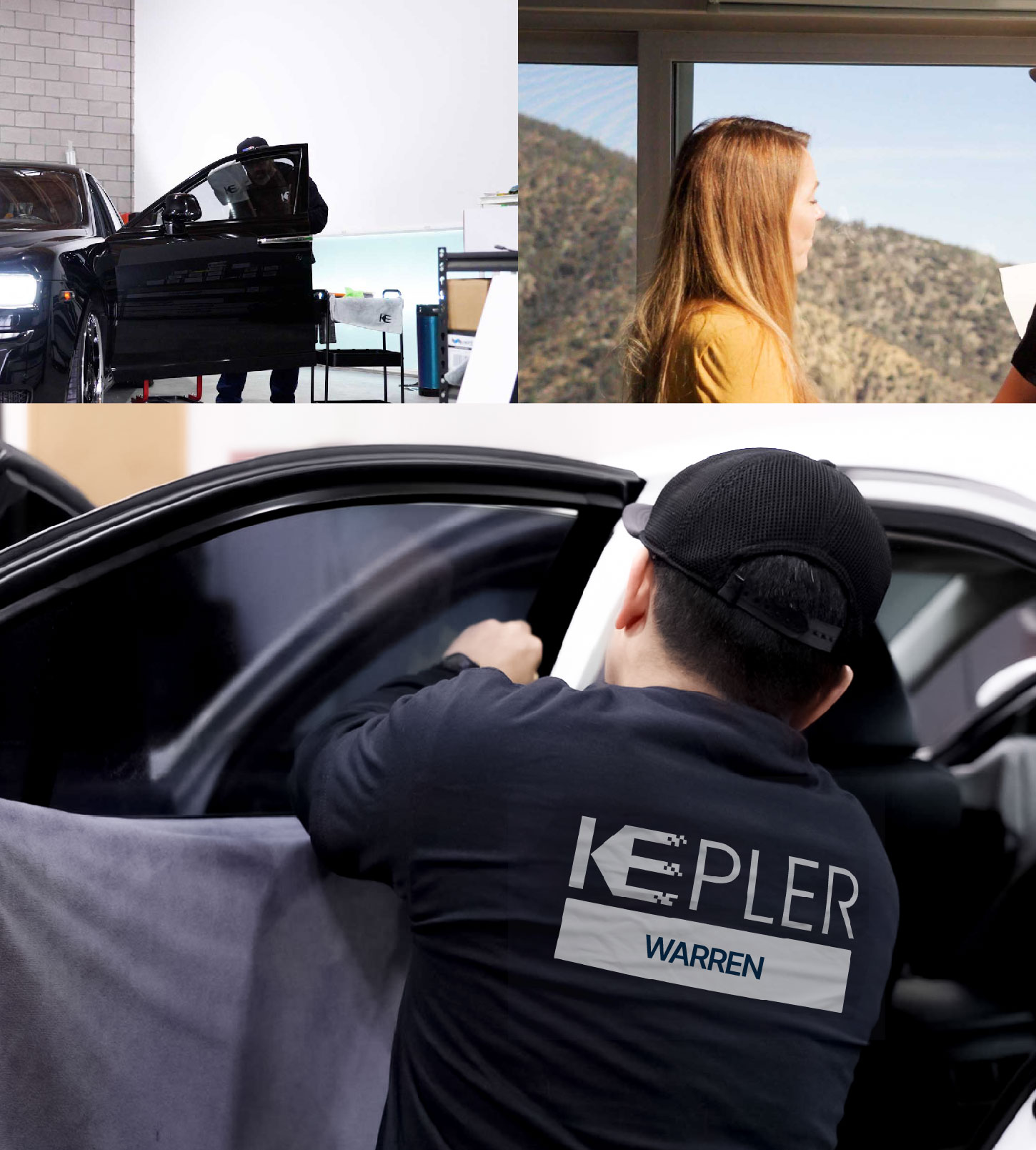Automotive Window Tinting Expert Applying Film in Warren, Ohio