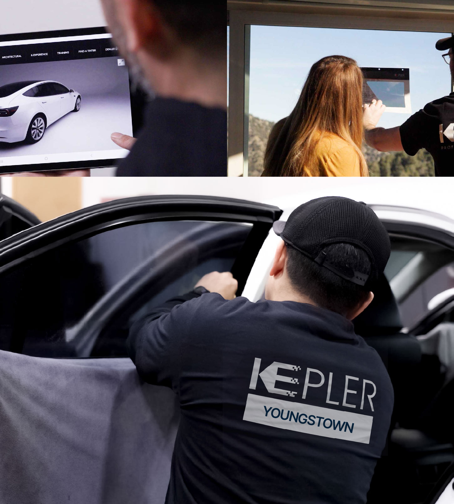 Automotive Window Tinting Expert Applying Film in Youngstown, Ohio