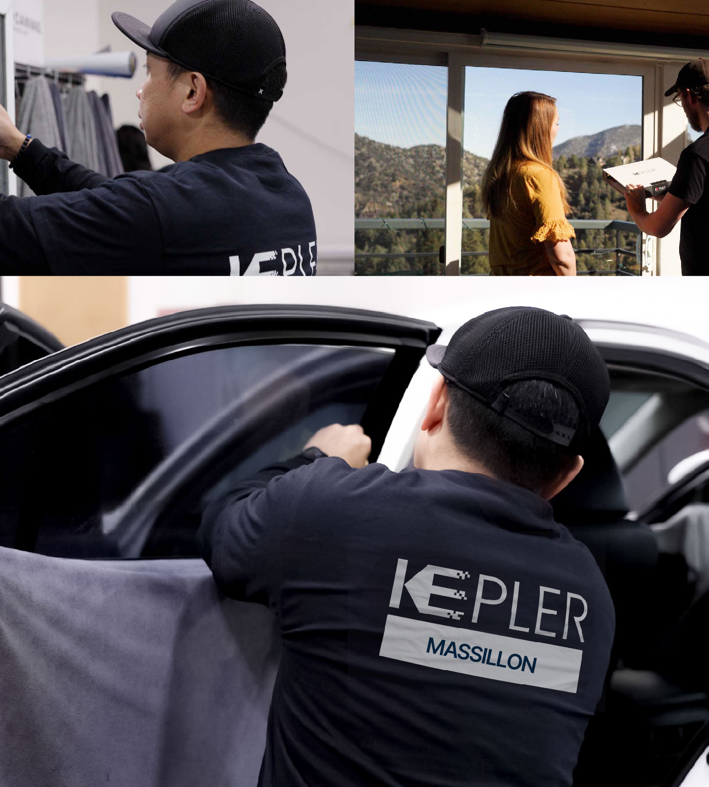 Automotive Window Tinting Expert Applying Film in Massillon, Ohio