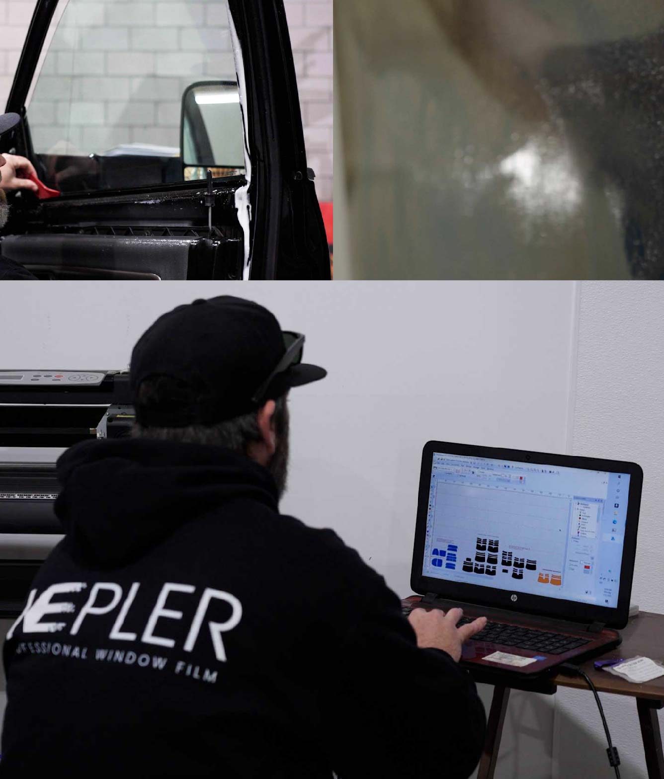 Ceramic Window Tinting Expert Cutting Film in Eau Claire, Wisconsin