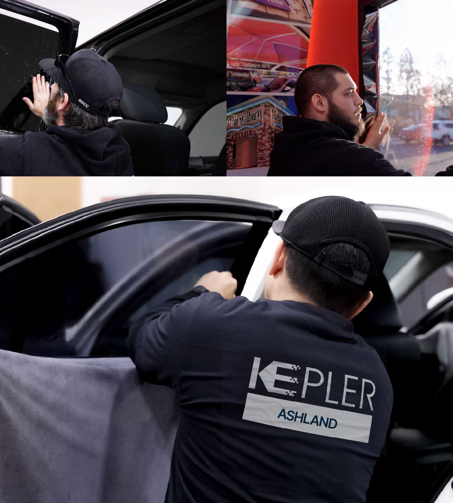 Automotive Window Tinting Expert Applying Film in Ashland, Ohio