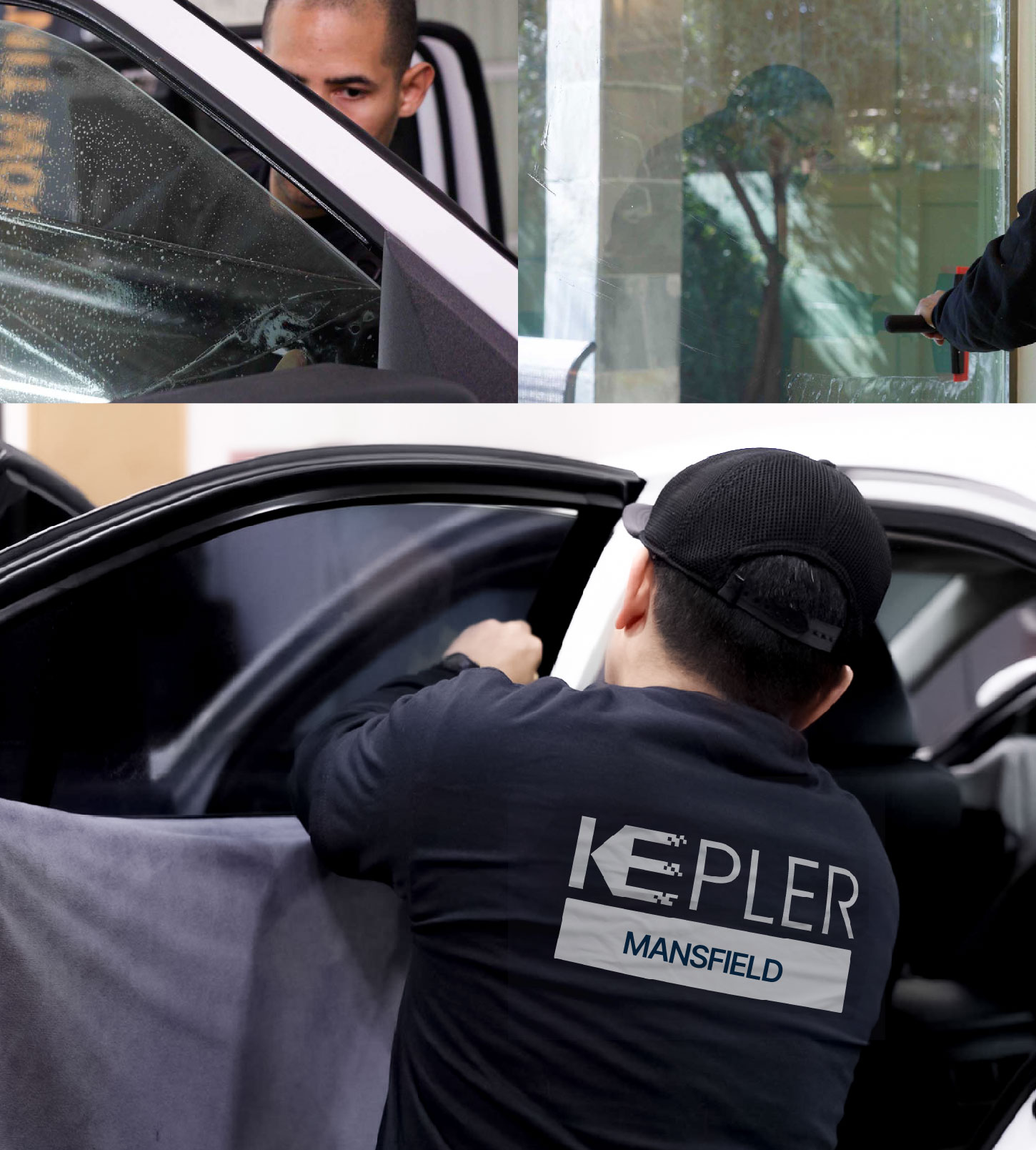 Automotive Window Tinting Expert Applying Film in Mansfield, Ohio