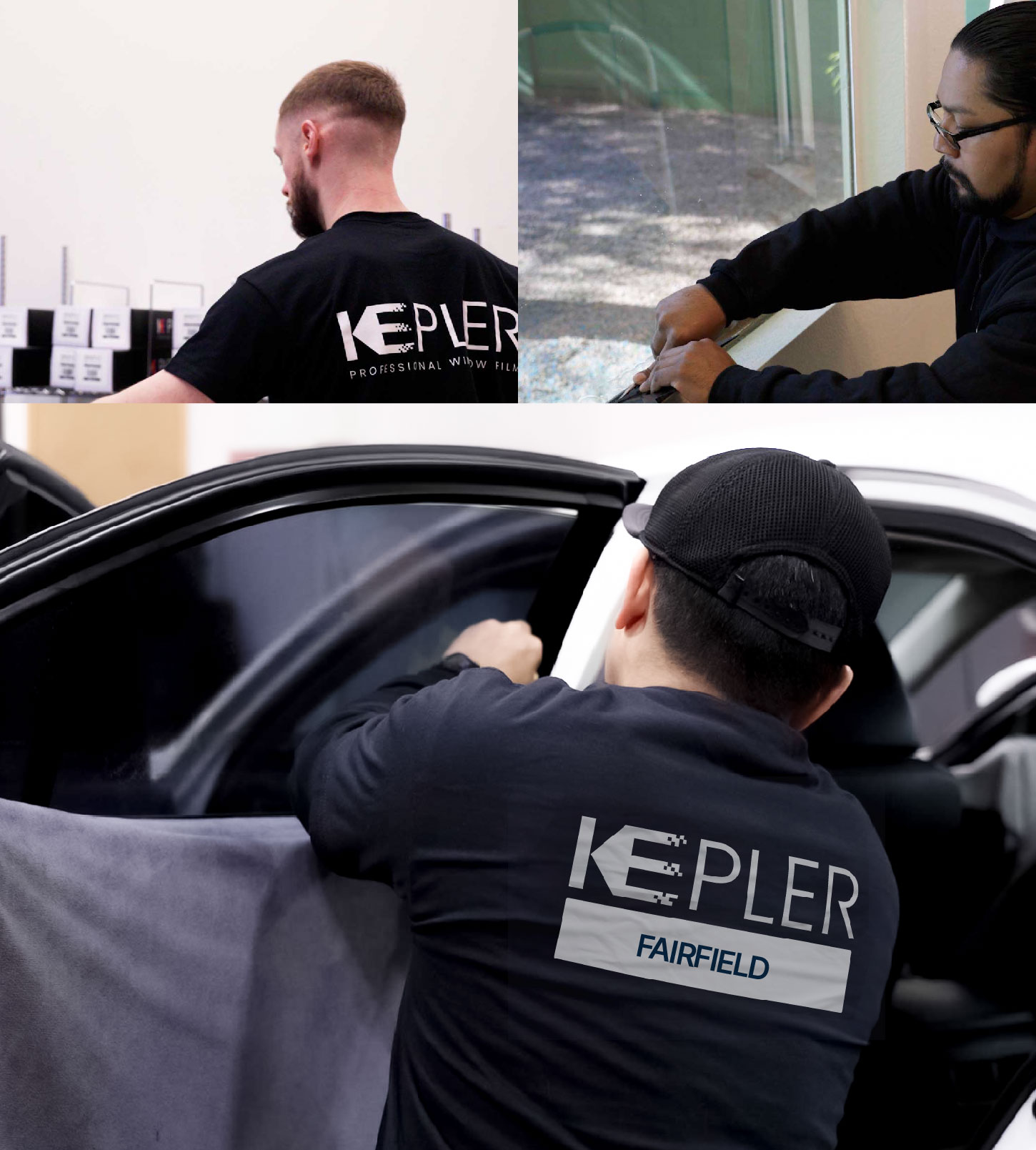 Automotive Window Tinting Expert Applying Film in Fairfield, Ohio