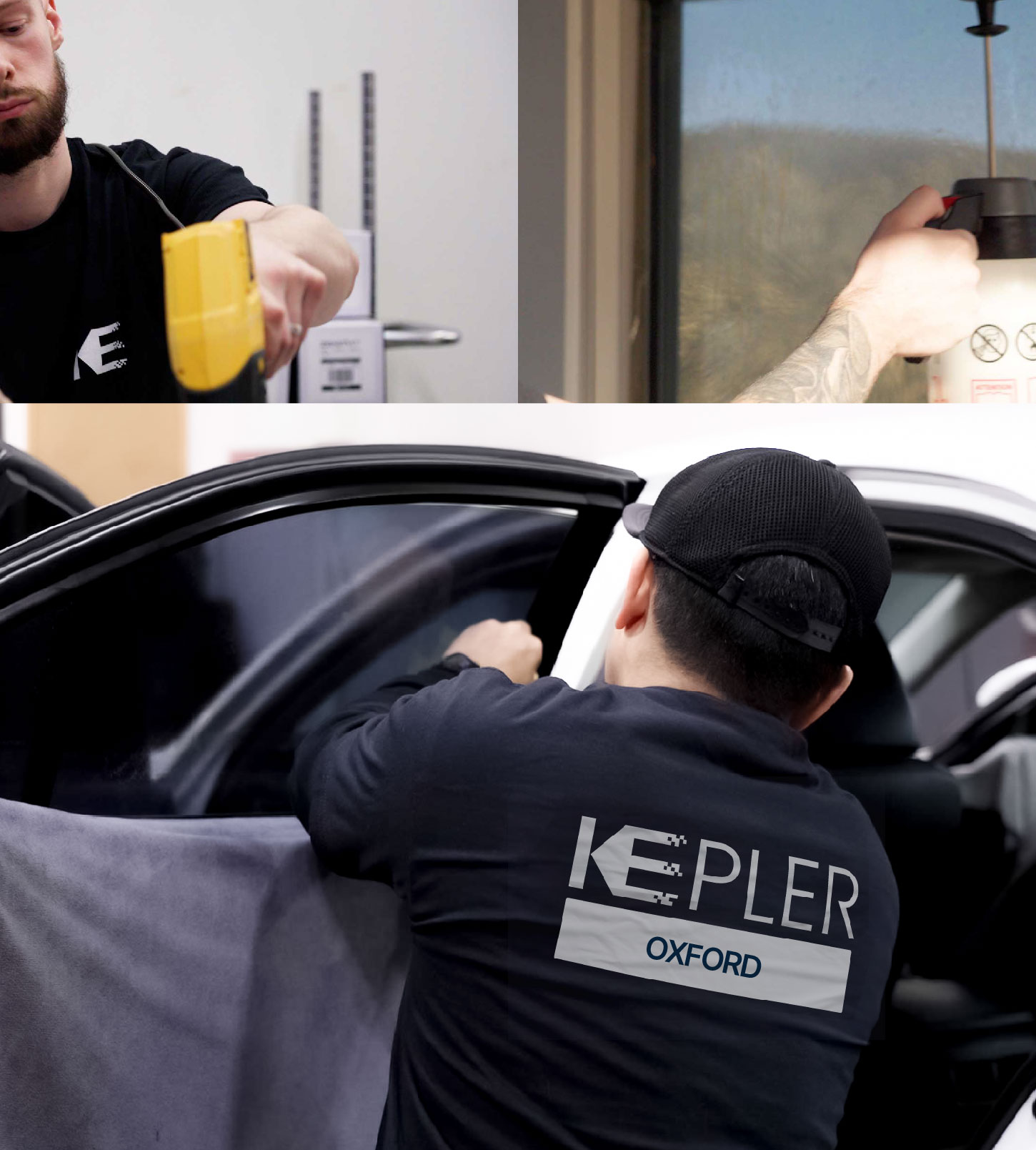 Automotive Window Tinting Expert Applying Film in Oxford, Ohio