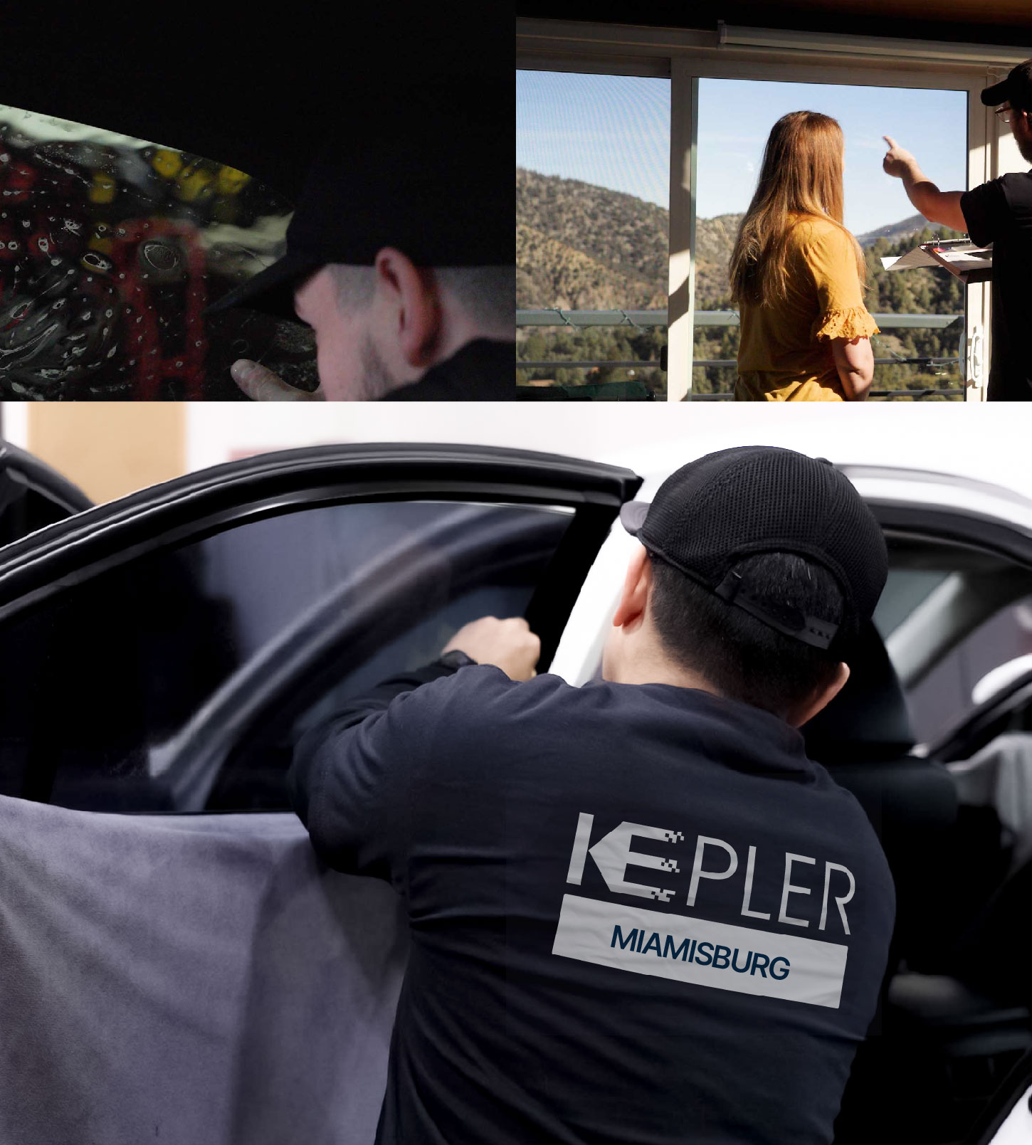 Automotive Window Tinting Expert Applying Film in Miamisburg, Ohio