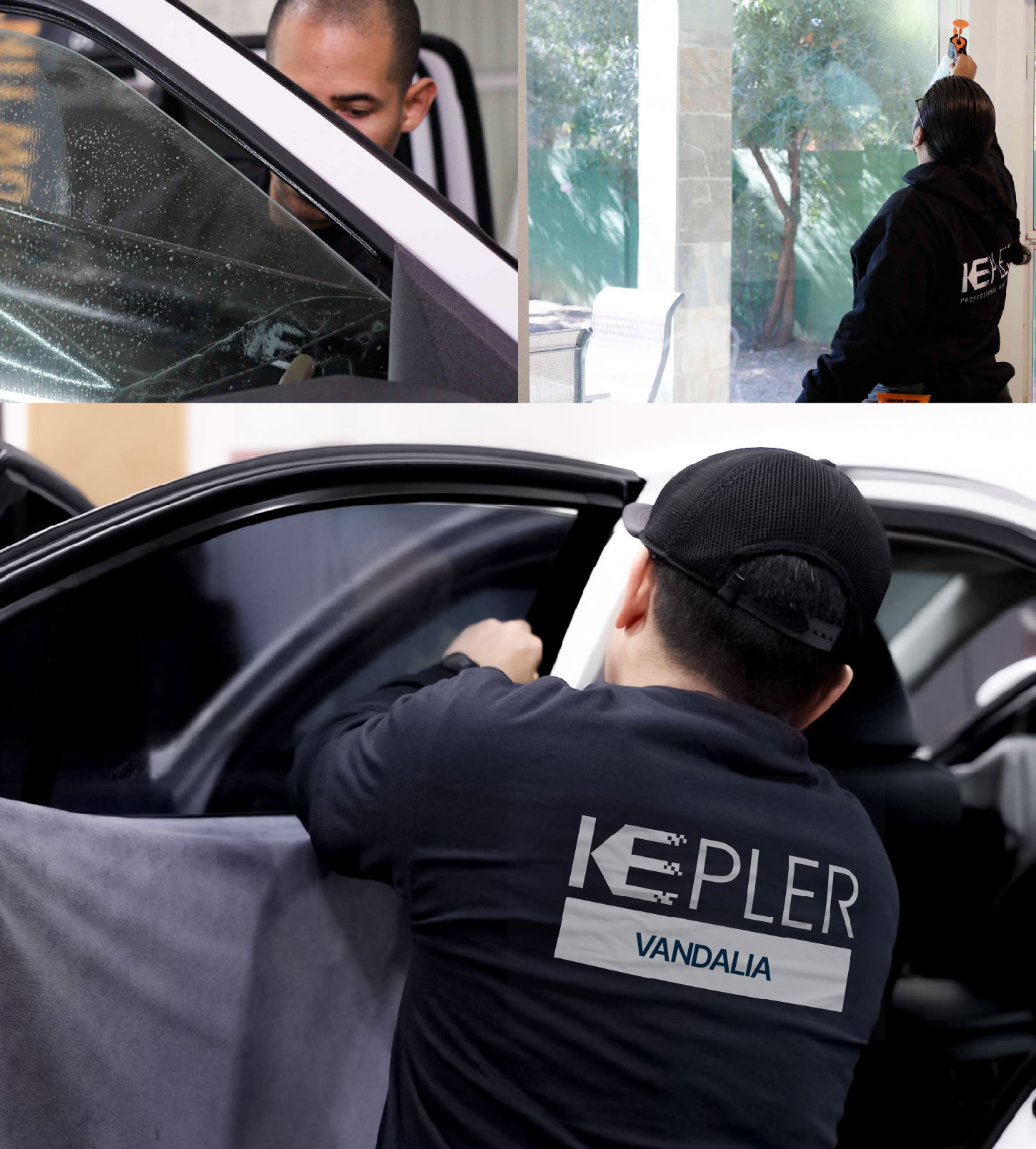 Automotive Window Tinting Expert Applying Film in Vandalia, Ohio
