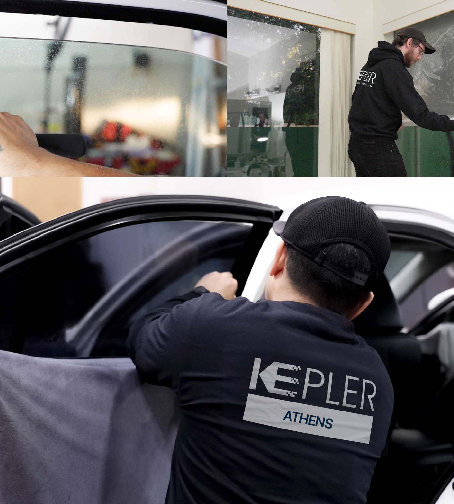 Automotive Window Tinting Expert Applying Film in Athens, Ohio