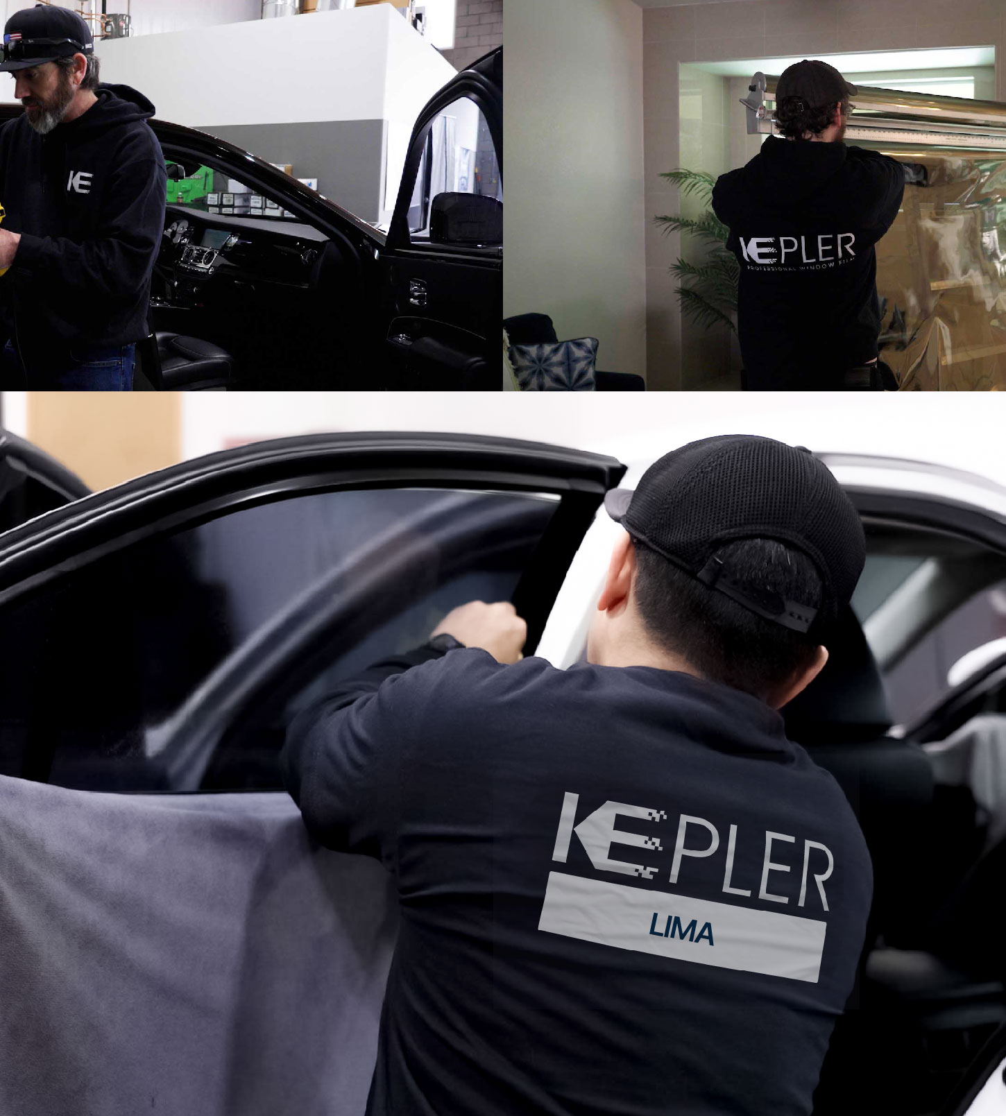 Automotive Window Tinting Expert Applying Film in Lima, Ohio