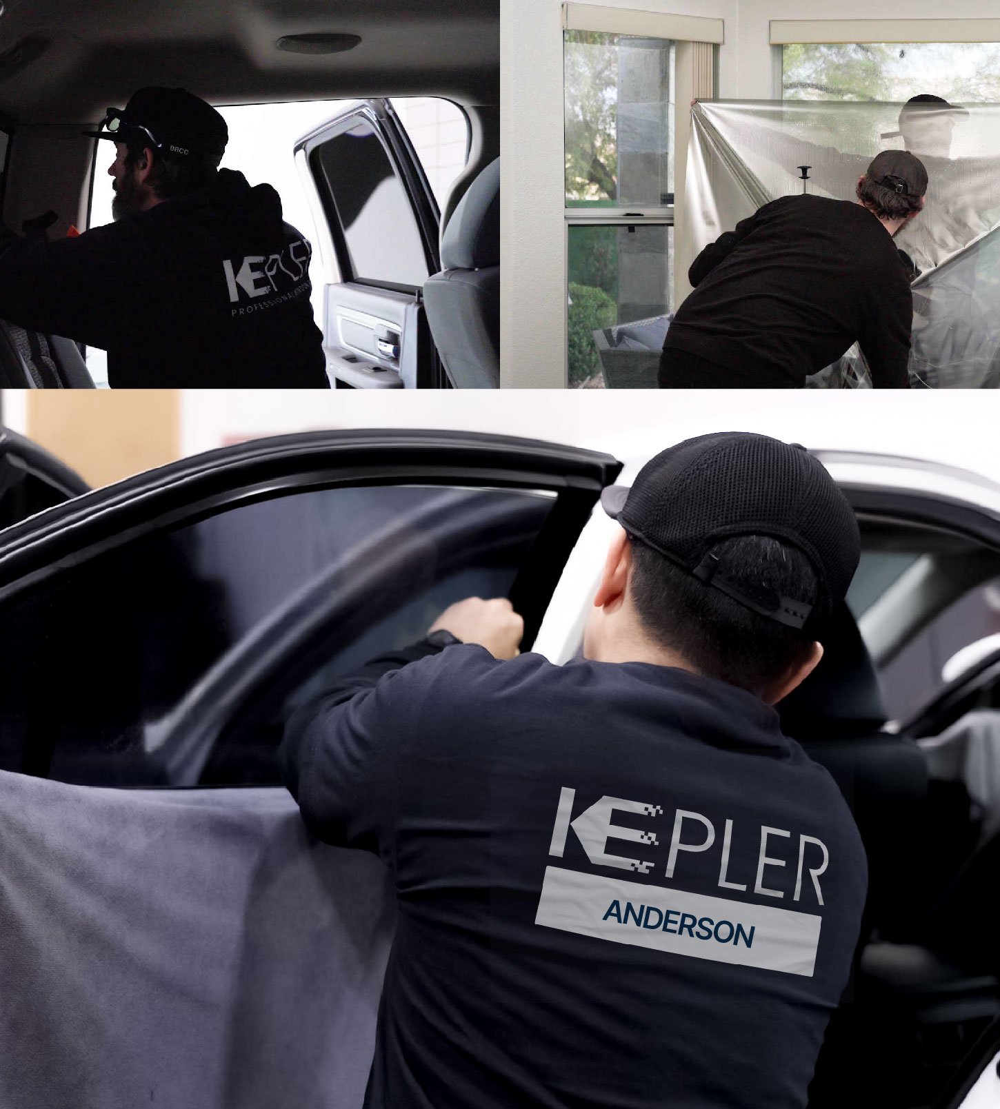 Automotive Window Tinting Expert Applying Film in Anderson, Indiana