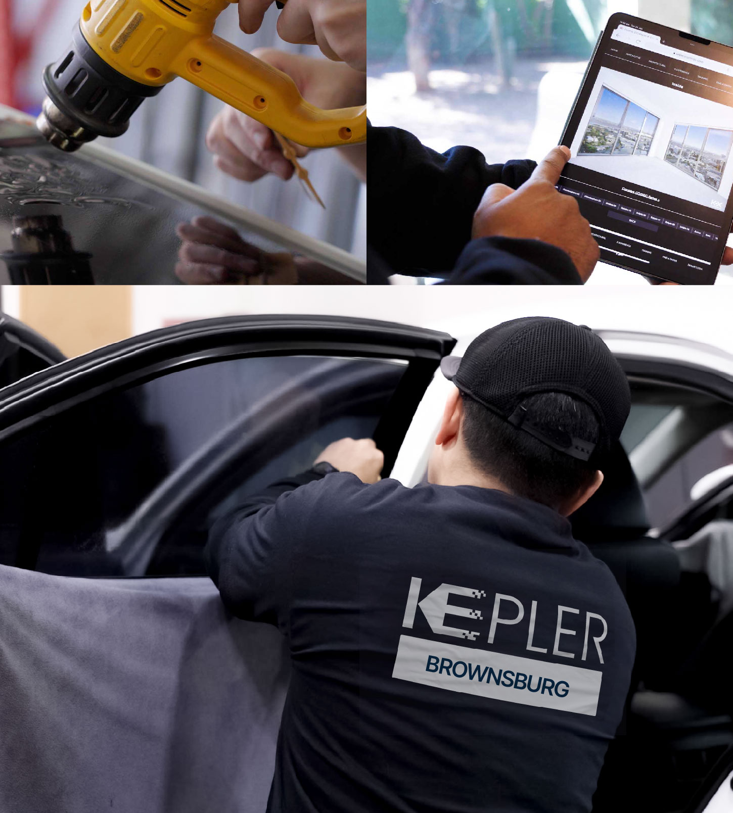 Automotive Window Tinting Expert Applying Film in Brownsburg, Indiana